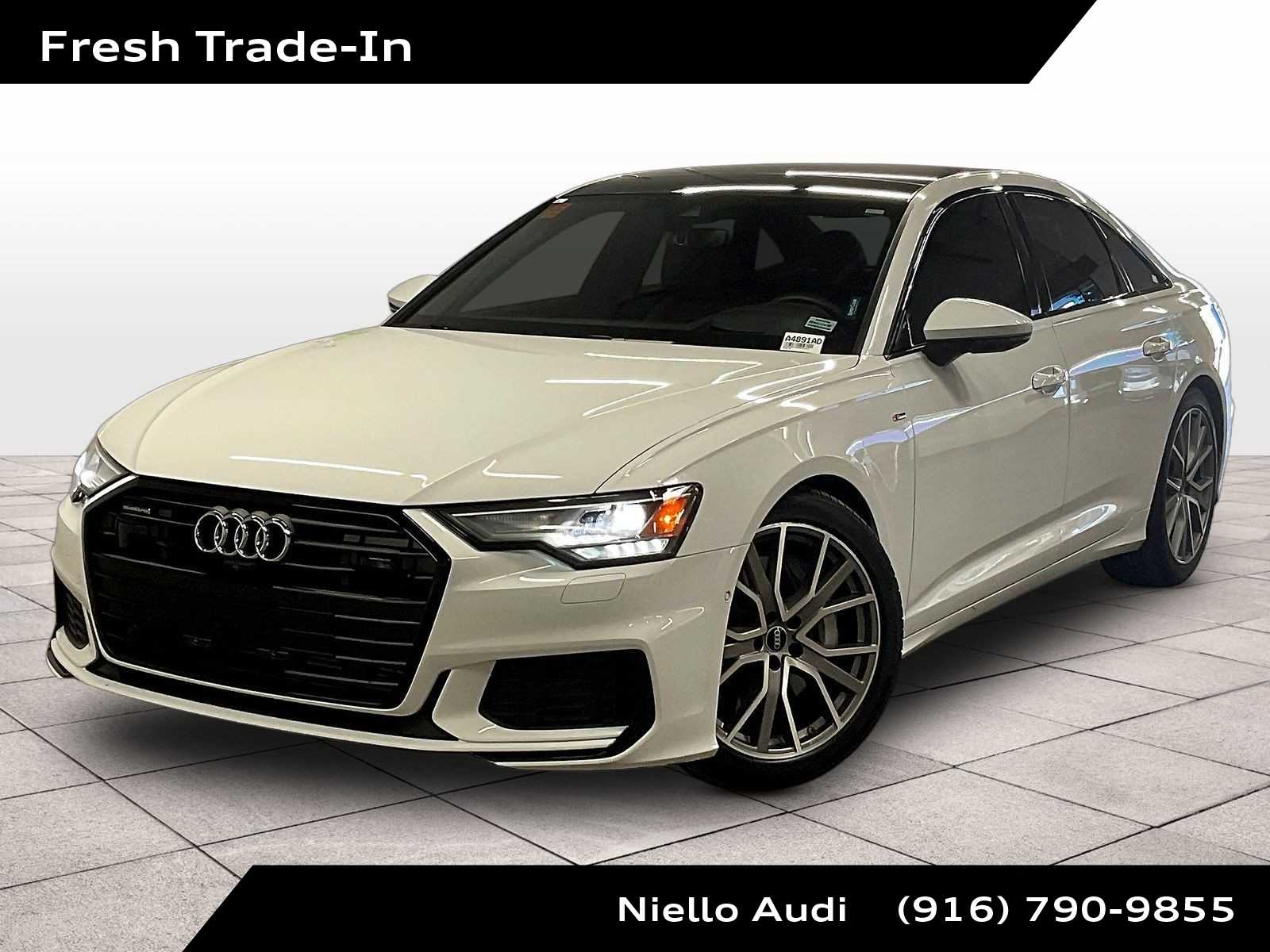 Glacier White Metallic 2023 Audi A6 quattro Prestige 55 TFSI Sedan All-Wheel Drive 7-Speed Automatic