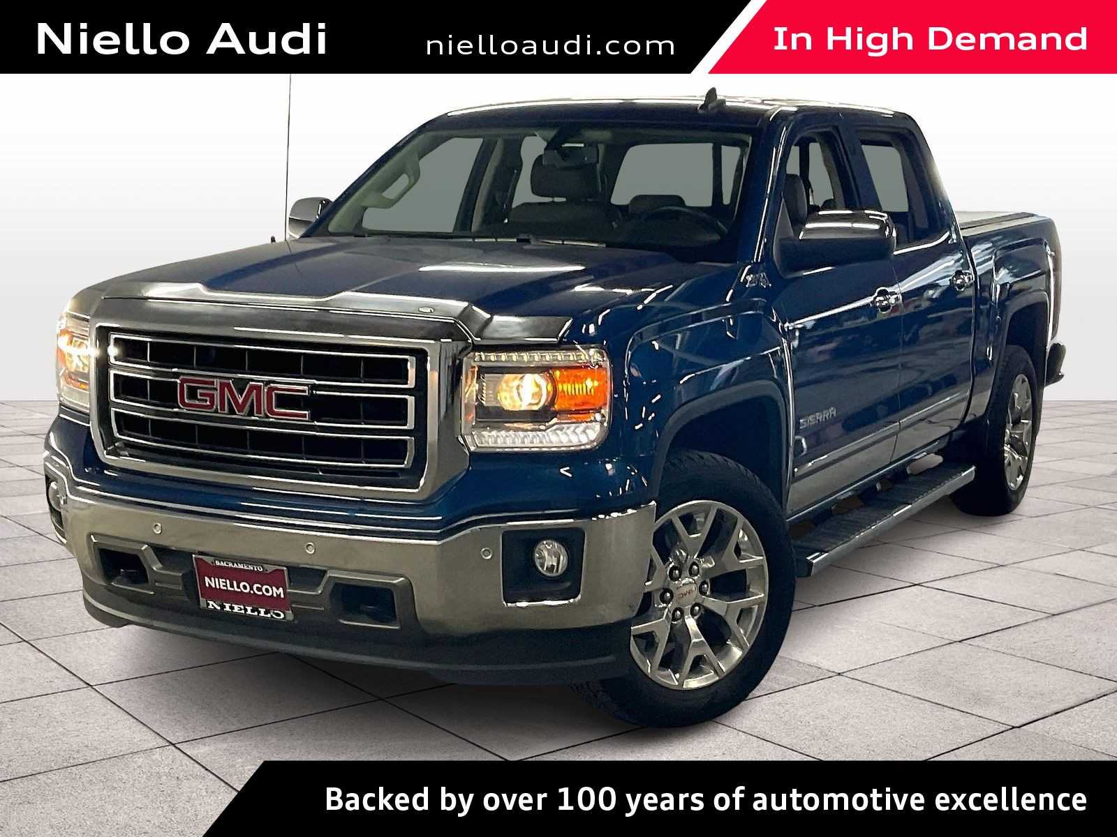 Stone Blue Metallic 2015 GMC Sierra 1500 SLT Crew Cab 4WD Pickup Truck Four-Wheel Drive 6-Speed Automatic