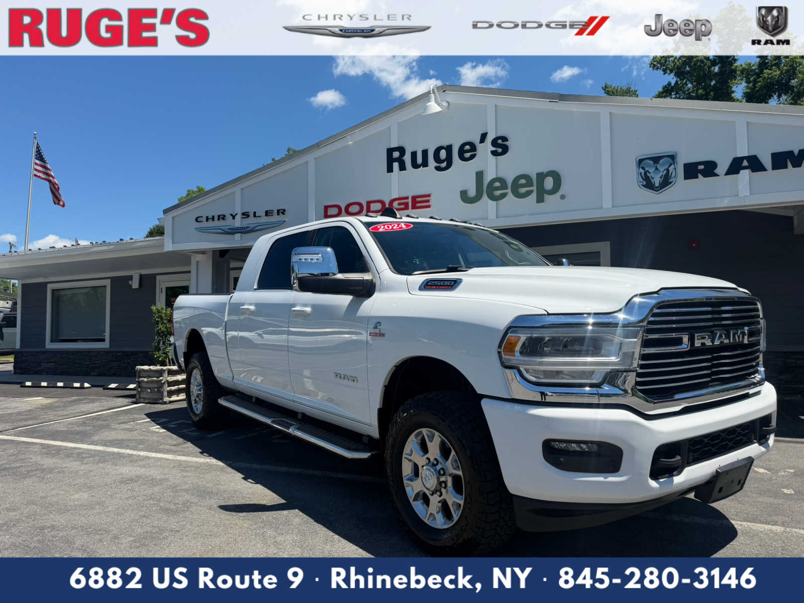 Bright White Clearcoat 2024 RAM 2500 Laramie Mega Cab 4WD Pickup Truck Four-Wheel Drive 6-Speed Automatic