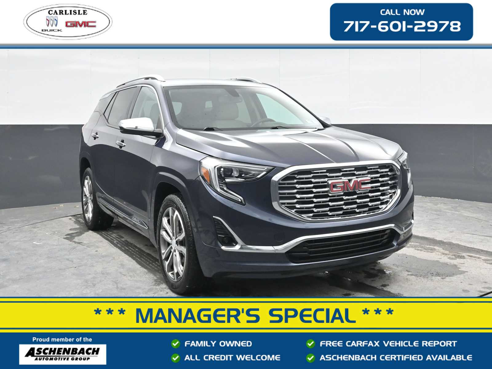 Blue Steel Metallic 2019 GMC Terrain Denali SUV / Crossover Front-Wheel Drive 9-Speed Automatic