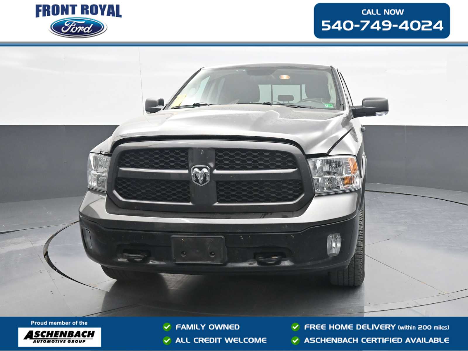 Gray (Granite Crystal Metallic Clearcoat) 2015 RAM 1500 Outdoorsman Quad Cab 4WD Pickup Truck Four-Wheel Drive 8-Speed Automatic