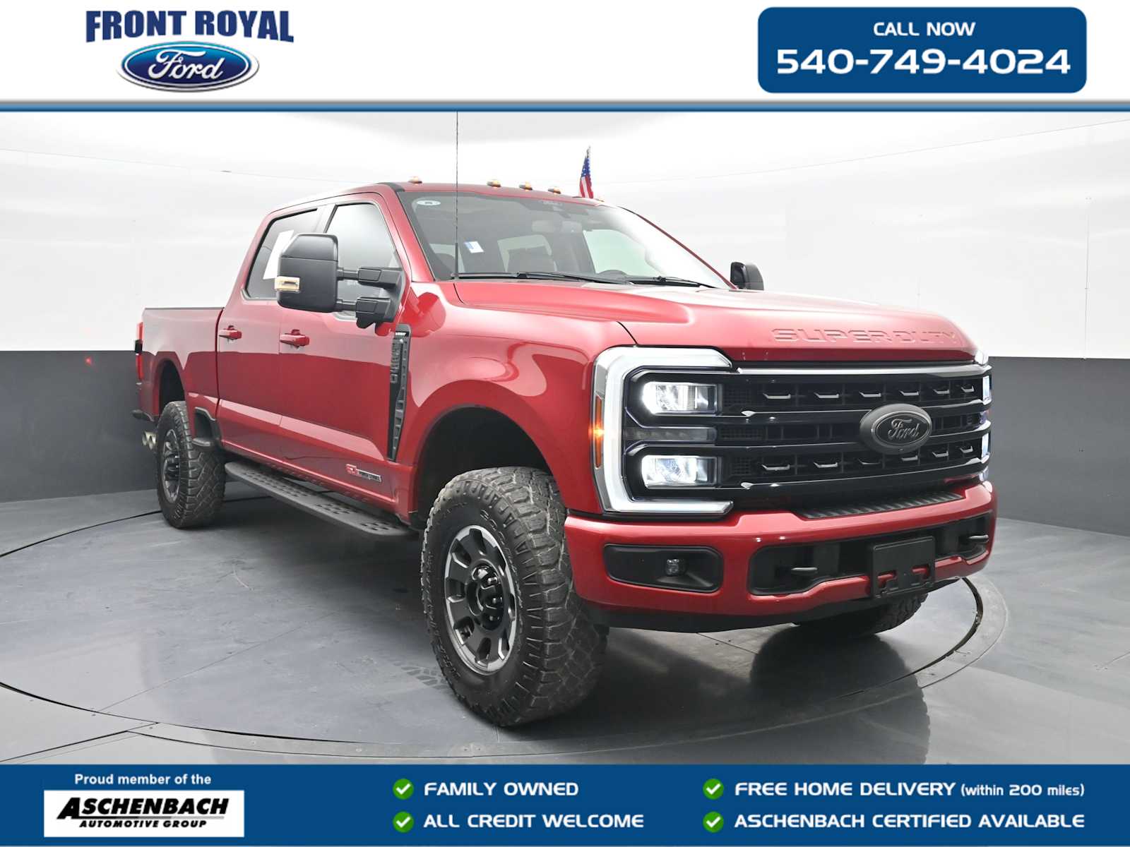Rapid Red Metallic Tinted Clearcoat 2024 Ford F-250 Super Duty Lariat Crew Cab LB 4WD Pickup Truck Four-Wheel Drive Automatic