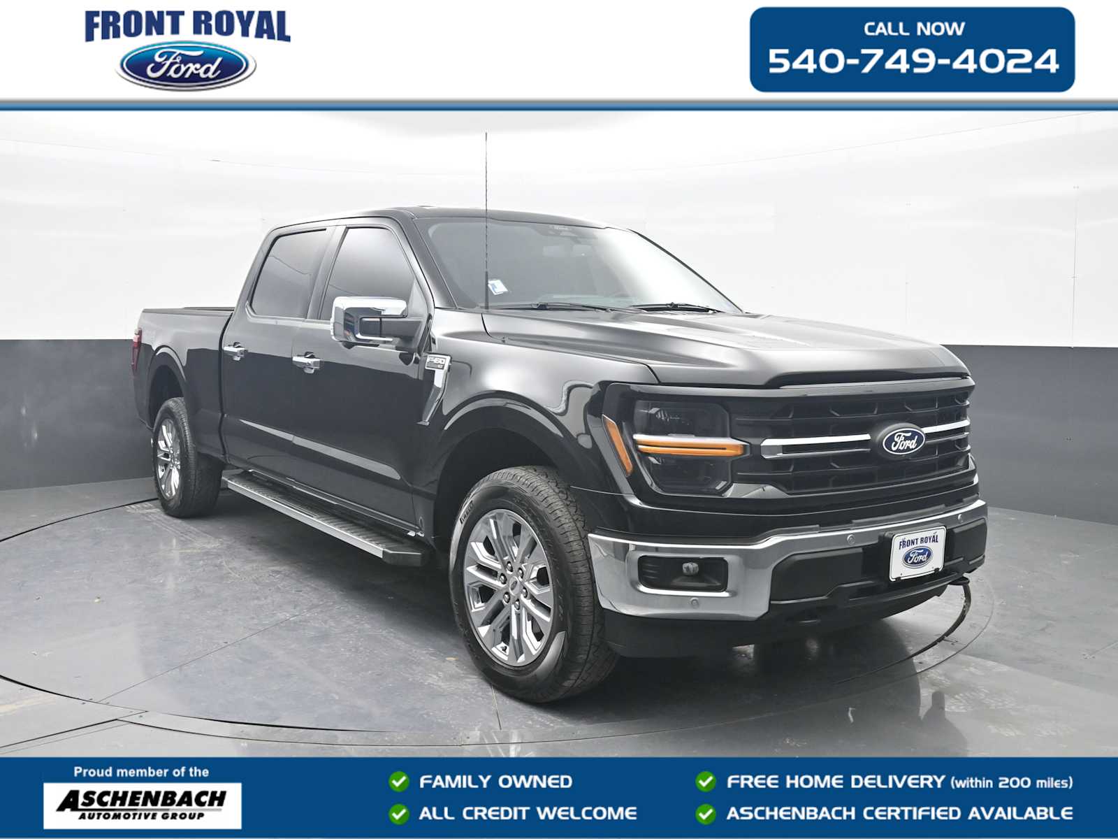 Agate Black 2025 Ford F-150 XLT SuperCrew 4WD Pickup Truck Four-Wheel Drive Automatic