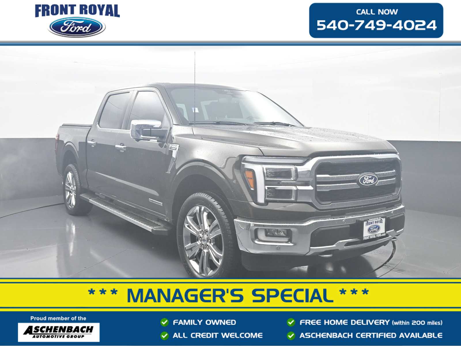 Darkened Bronze 2024 Ford F-150 Lariat SuperCrew 4WD Pickup Truck Four-Wheel Drive Automatic