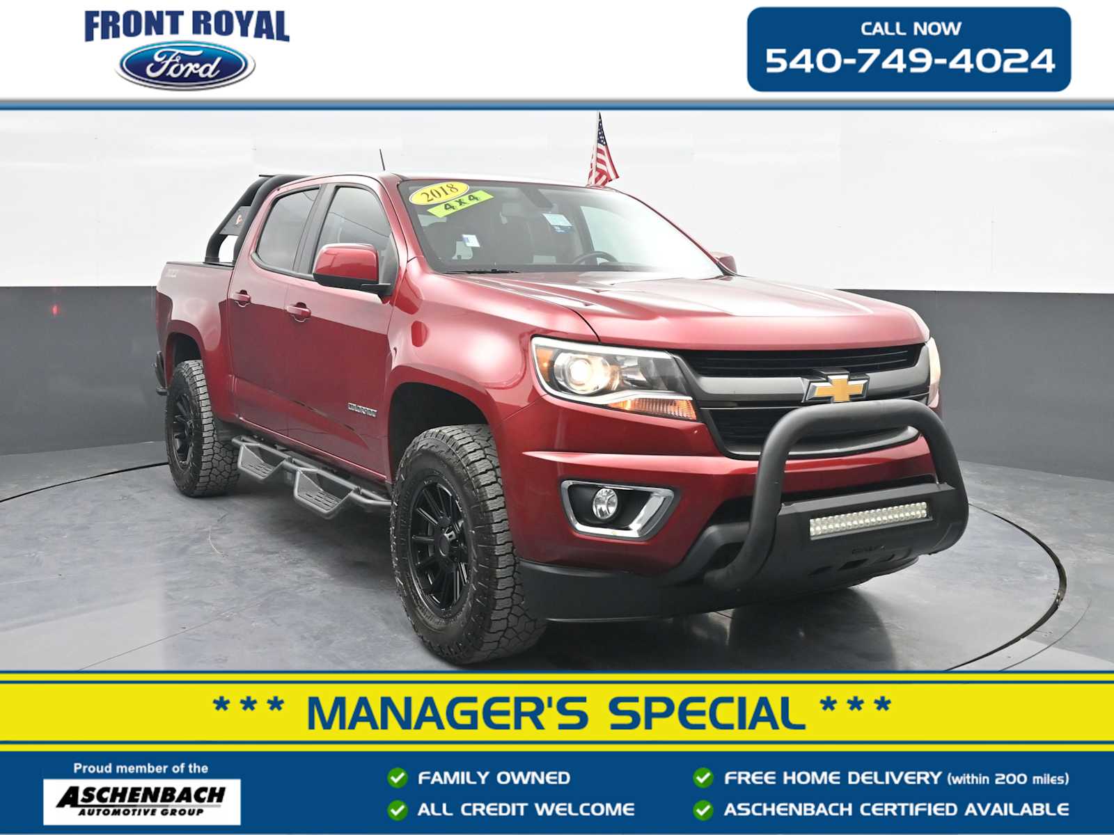 Cajun Red Tintcoat 2018 Chevrolet Colorado Z71 Crew Cab 4WD Pickup Truck Four-Wheel Drive 8-Speed Automatic