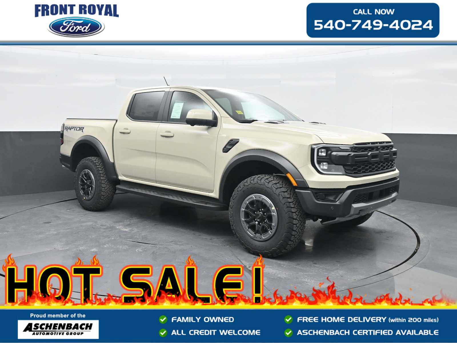 Brown (BEIGE) 2026 Ford Ranger Raptor SuperCrew 4WD Pickup Truck Four-Wheel Drive Automatic