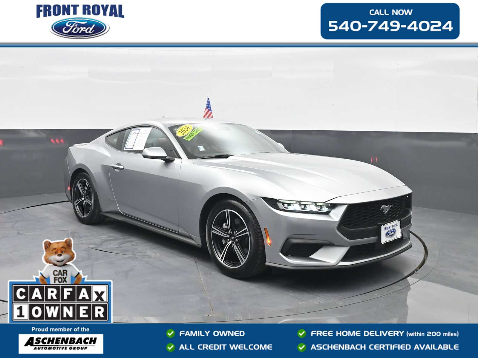 Iconic Silver 2024 Ford Mustang EcoBoost Premium Fastback RWD Coupe Rear-Wheel Drive Automatic