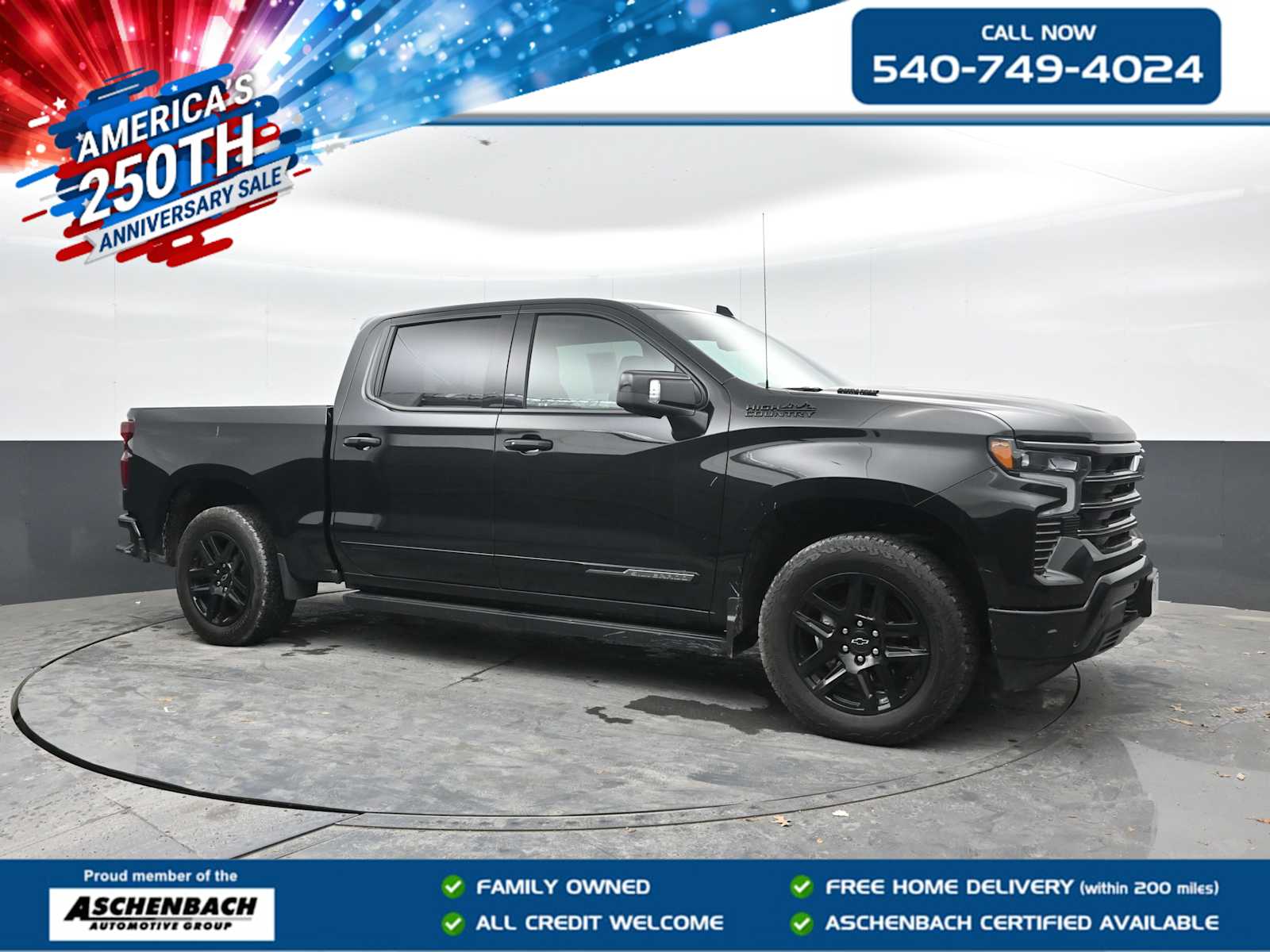 Black 2025 Chevrolet Silverado 1500 Pickup Truck Four-Wheel Drive Automatic