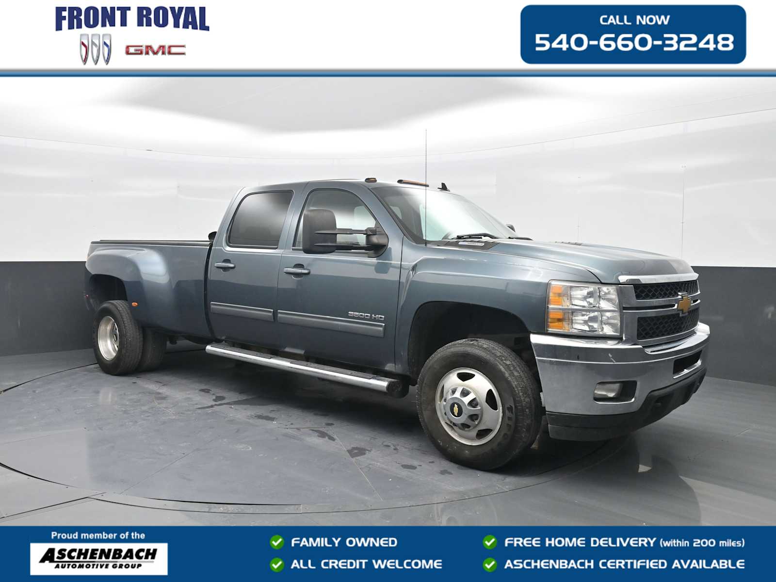 Blue Granite Metallic 2012 Chevrolet Silverado 3500HD LTZ Crew Cab 4WD Pickup Truck Four-Wheel Drive 6-Speed Automatic