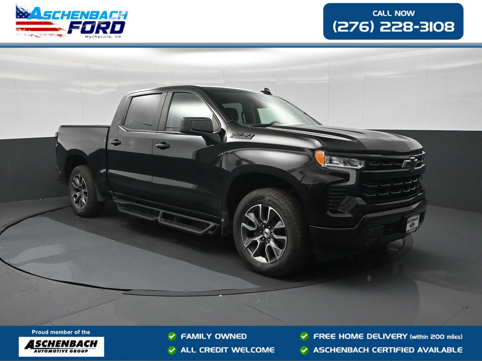 Black 2023 Chevrolet Silverado 1500 Pickup Truck Four-Wheel Drive Automatic