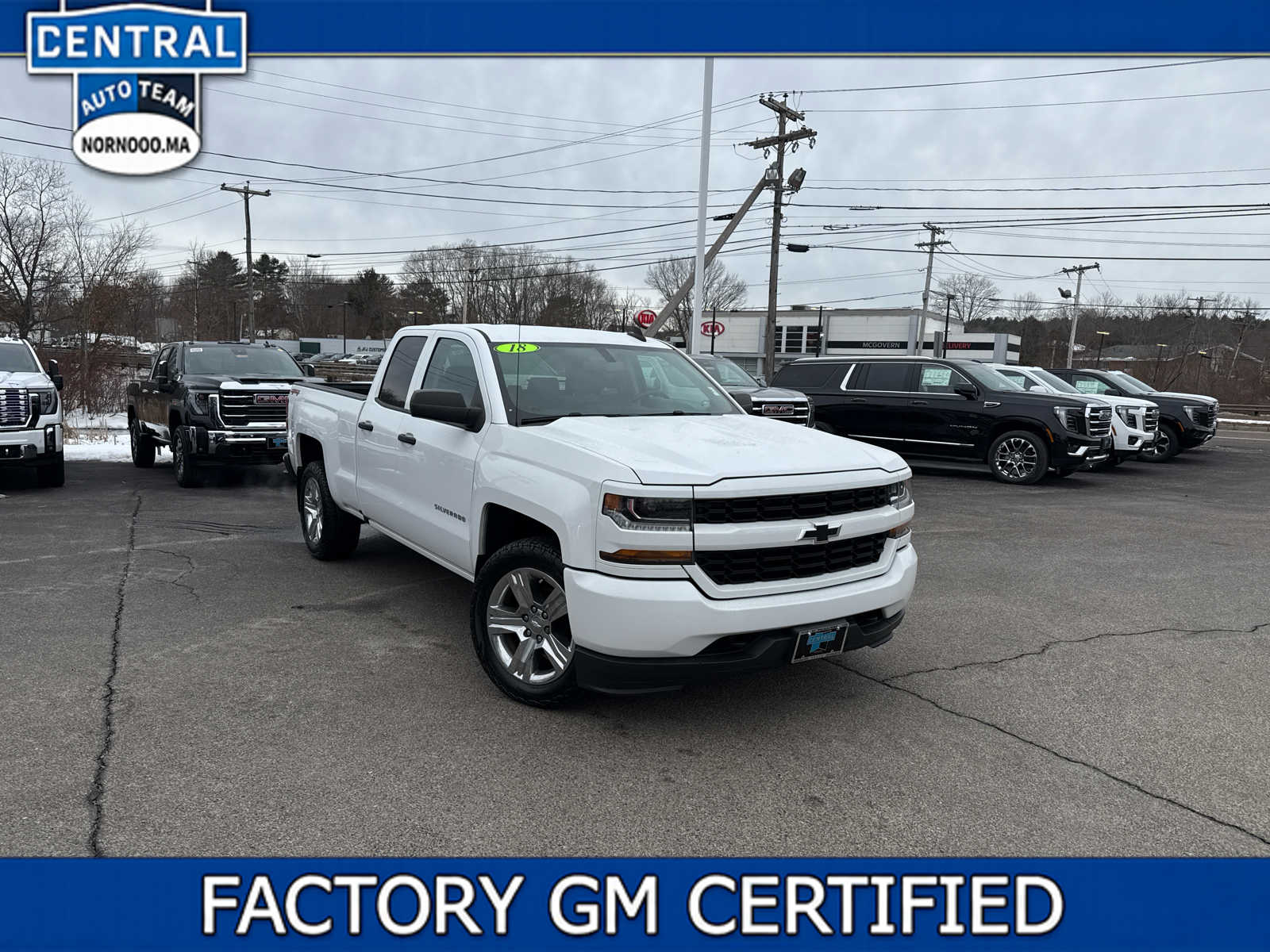 Summit White 2018 Chevrolet Silverado 1500 Custom Double Cab 4WD Pickup Truck Four-Wheel Drive 6-Speed Automatic