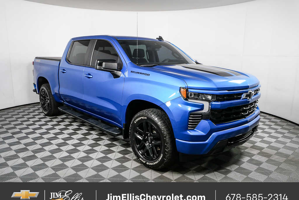 Glacier Blue Metallic 2023 Chevrolet Silverado 1500 RST Crew Cab 4WD Pickup Truck Four-Wheel Drive Automatic