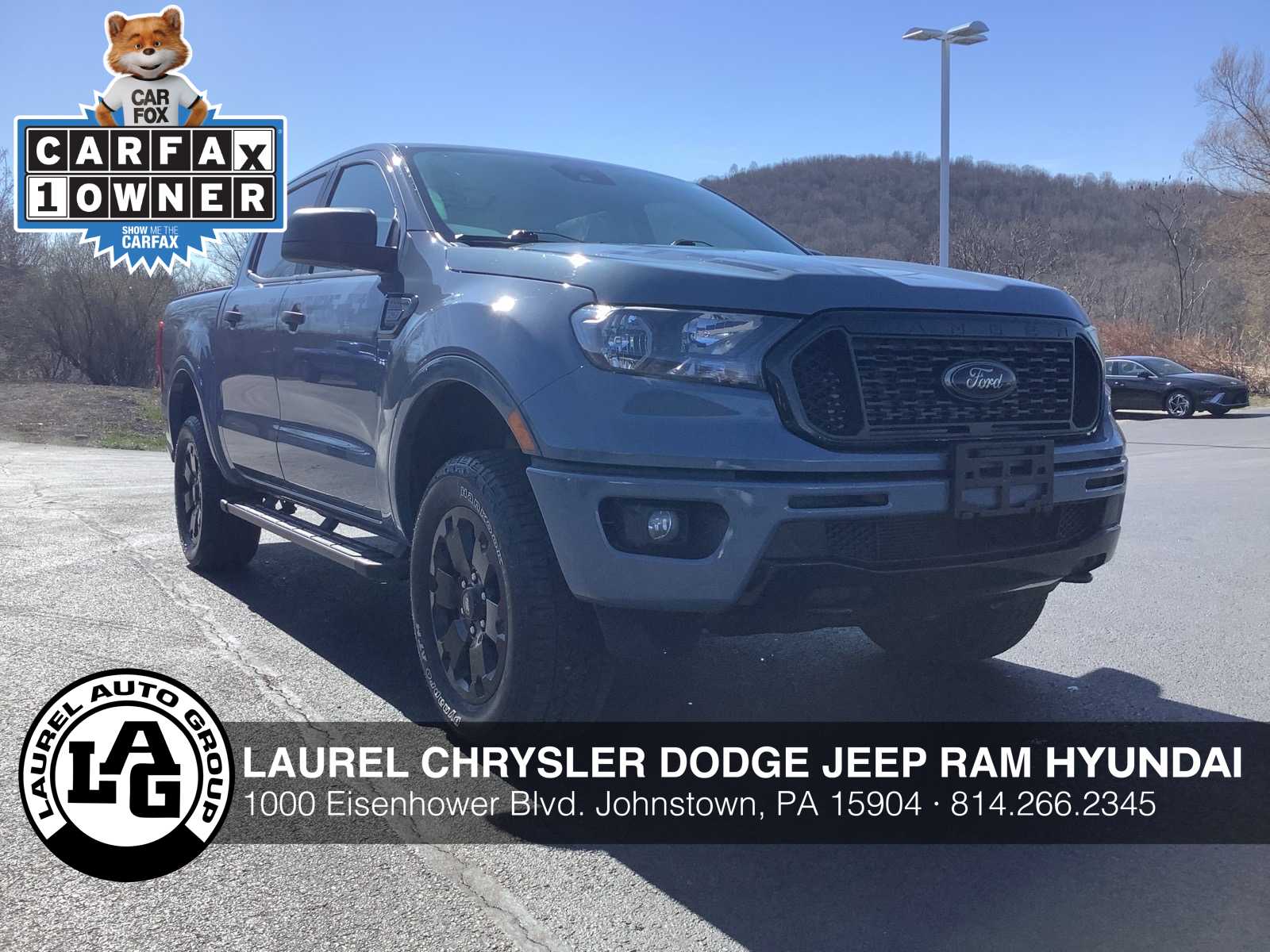 Blue (Azure Gray Metallic Tri-Coat) 2023 Ford Ranger XLT SuperCrew 4WD Pickup Truck Four-Wheel Drive Automatic
