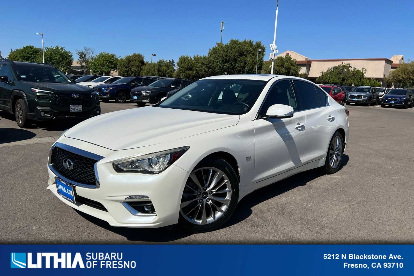 Majestic White 2019 INFINITI Q50 3.0t Luxe RWD Sedan Rear-Wheel Drive 7-Speed Automatic