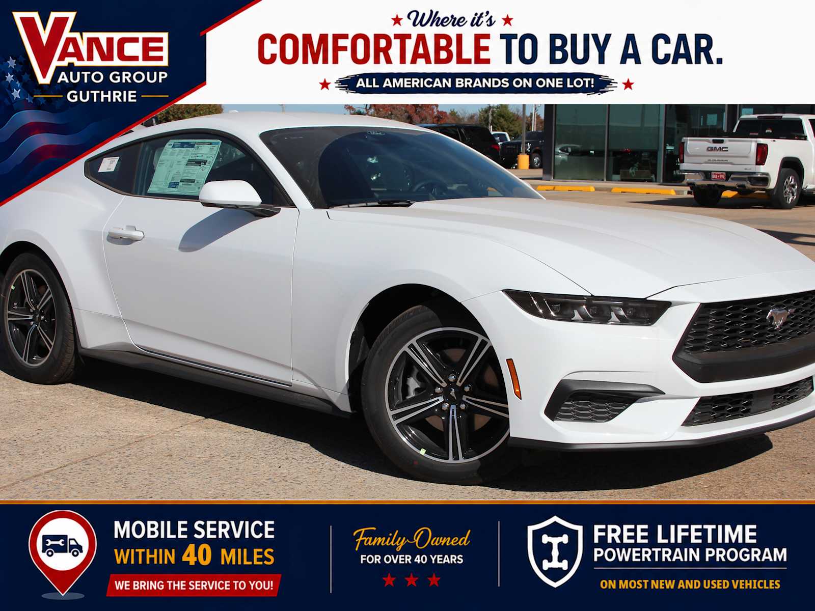 Oxford White 2025 Ford Mustang Coupe Rear-Wheel Drive Automatic