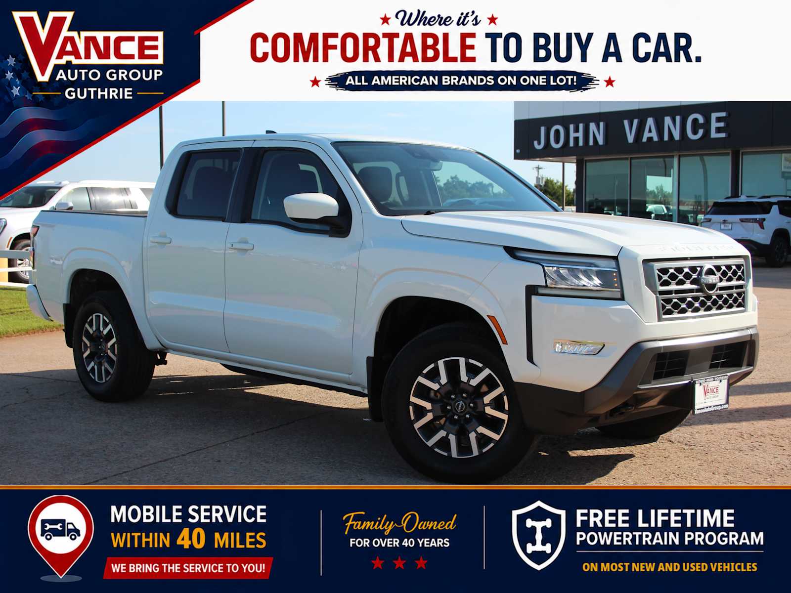 Glacier White 2023 Nissan Frontier Pickup Truck Four-Wheel Drive 9-Speed Automatic