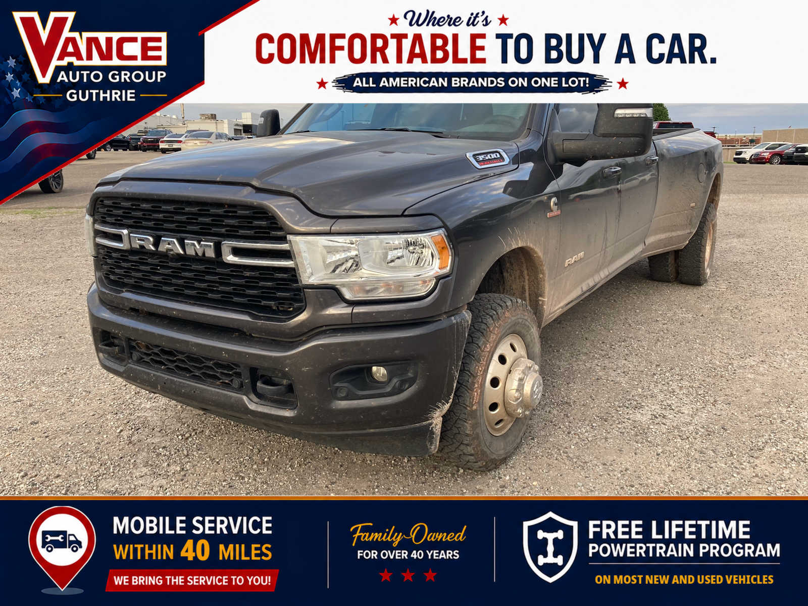 Gray (Granite Crystal Metallic Clearcoat) 2024 RAM 3500 Big Horn Crew Cab LB DRW 4WD Pickup Truck Four-Wheel Drive 6-Speed Automatic