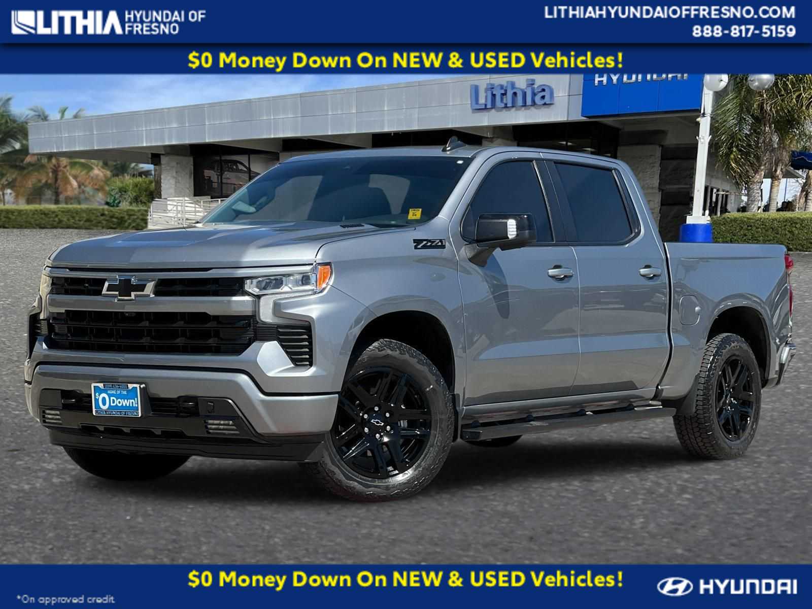 Sterling Gray Metallic 2023 Chevrolet Silverado 1500 RST Crew Cab 4WD Pickup Truck Four-Wheel Drive Automatic