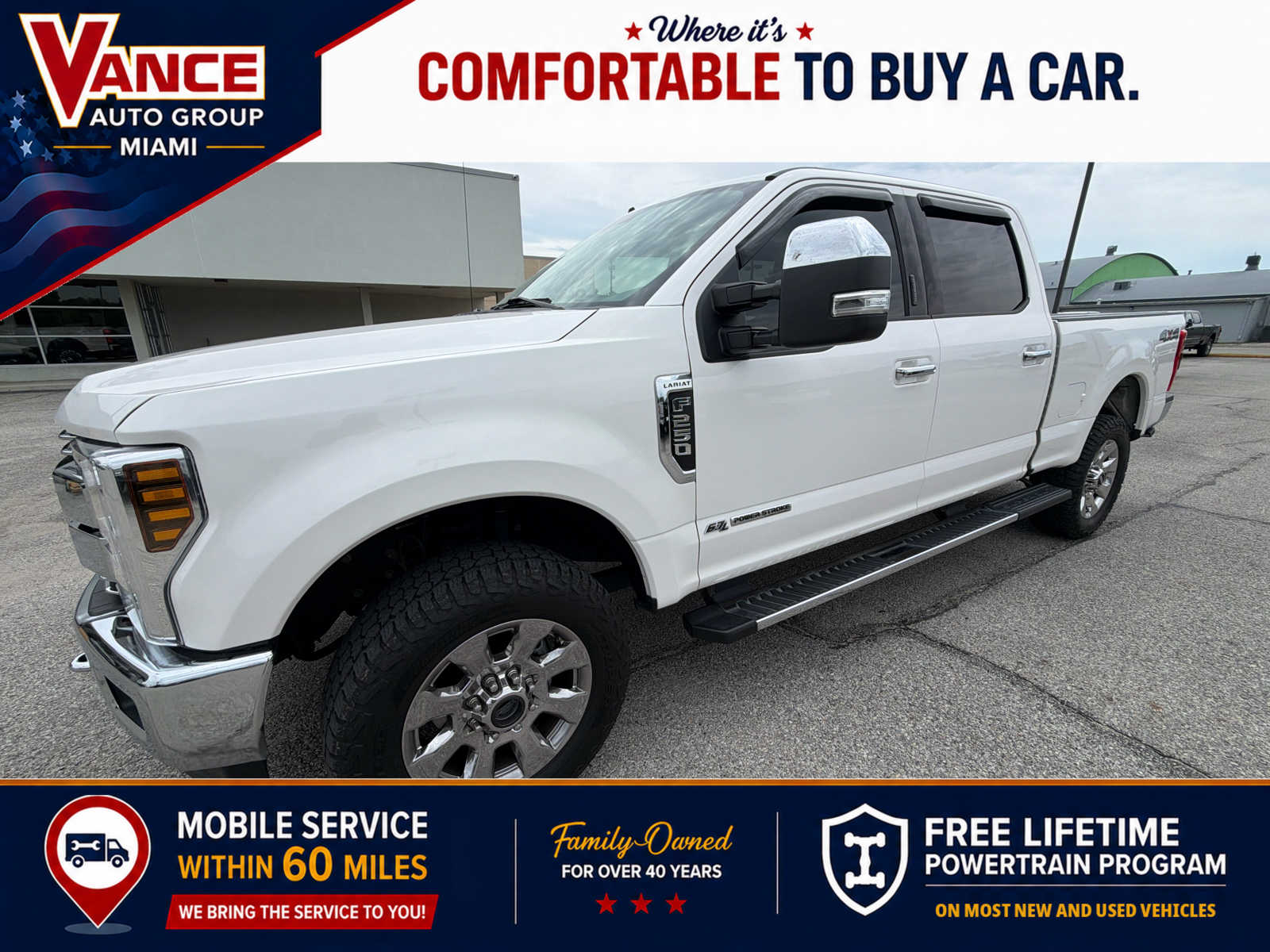 White Platinum Metallic Tri-Coat 2019 Ford F-250 Super Duty Lariat Crew Cab 4WD Pickup Truck Four-Wheel Drive 6-Speed Automatic