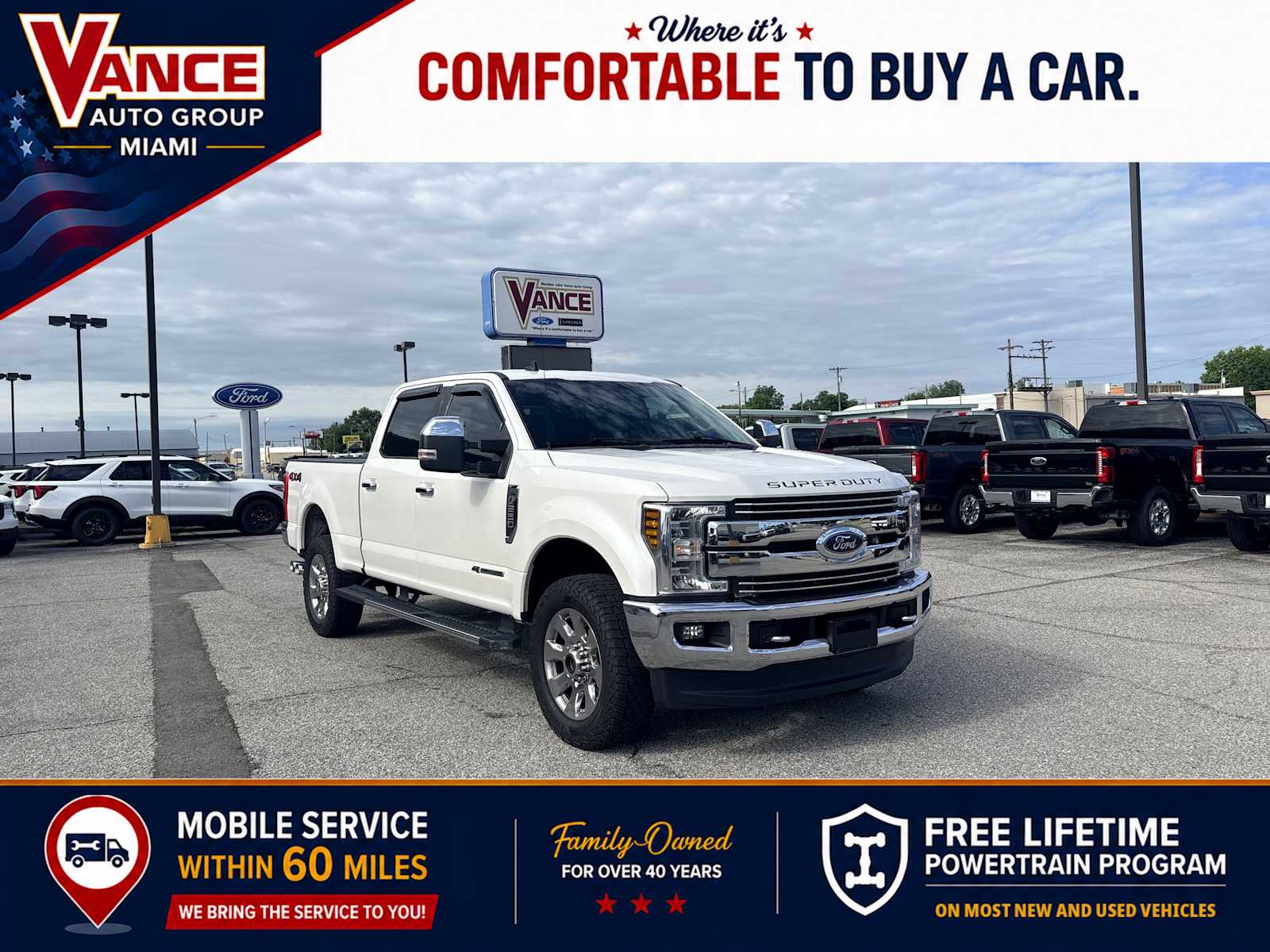 White Platinum Metallic Tri-Coat 2019 Ford F-250 Super Duty Lariat Crew Cab 4WD Pickup Truck Four-Wheel Drive 6-Speed Automatic