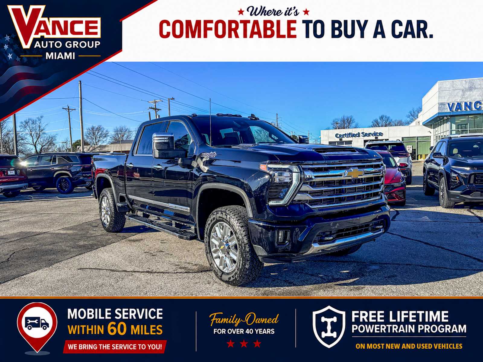 Black 2025 Chevrolet Silverado 2500HD High Country Crew Cab 4WD Pickup Truck Four-Wheel Drive Automatic