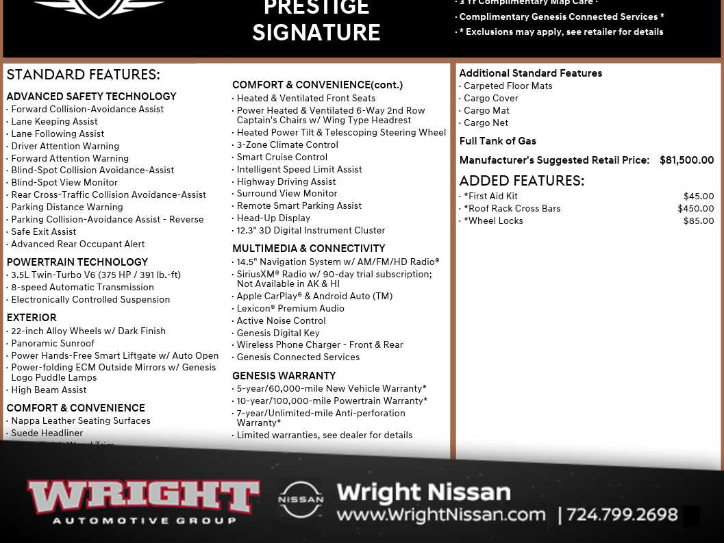 White 2024 Genesis GV80 3.5T Prestige Signature AWD SUV / Crossover All-Wheel Drive 8-Speed Automatic