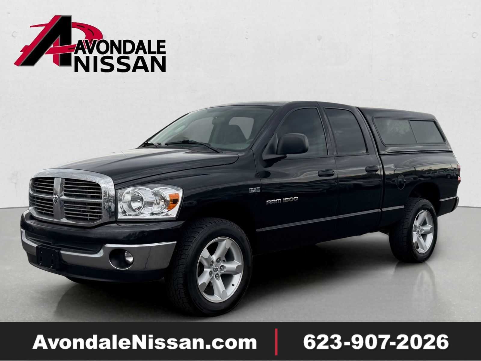 Black 2007 Dodge RAM 1500 Pickup Truck Four-Wheel Drive 5-Speed Automatic