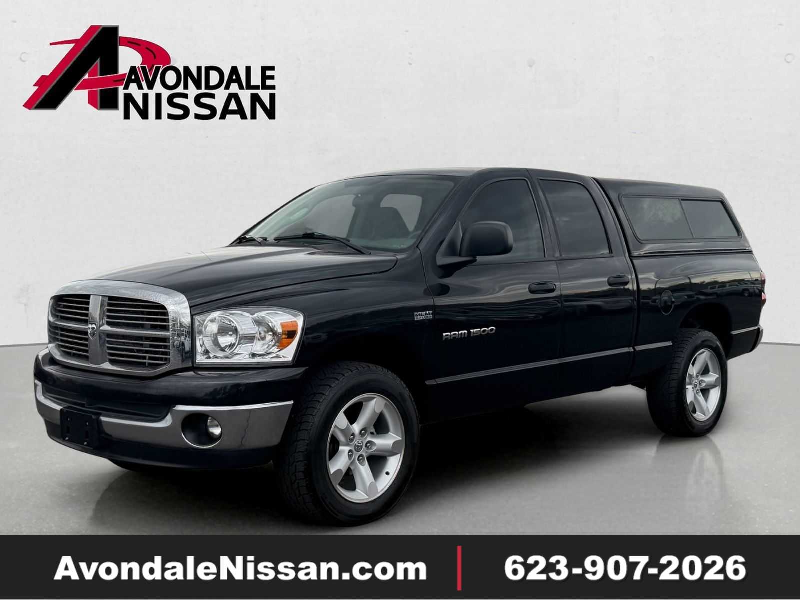 Black 2007 Dodge RAM 1500 Pickup Truck Four-Wheel Drive 5-Speed Automatic