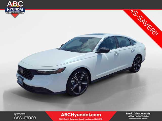 Platinum White Pearl 2024 Honda Accord Hybrid Sedan Front-Wheel Drive Continuously Variable Transmission