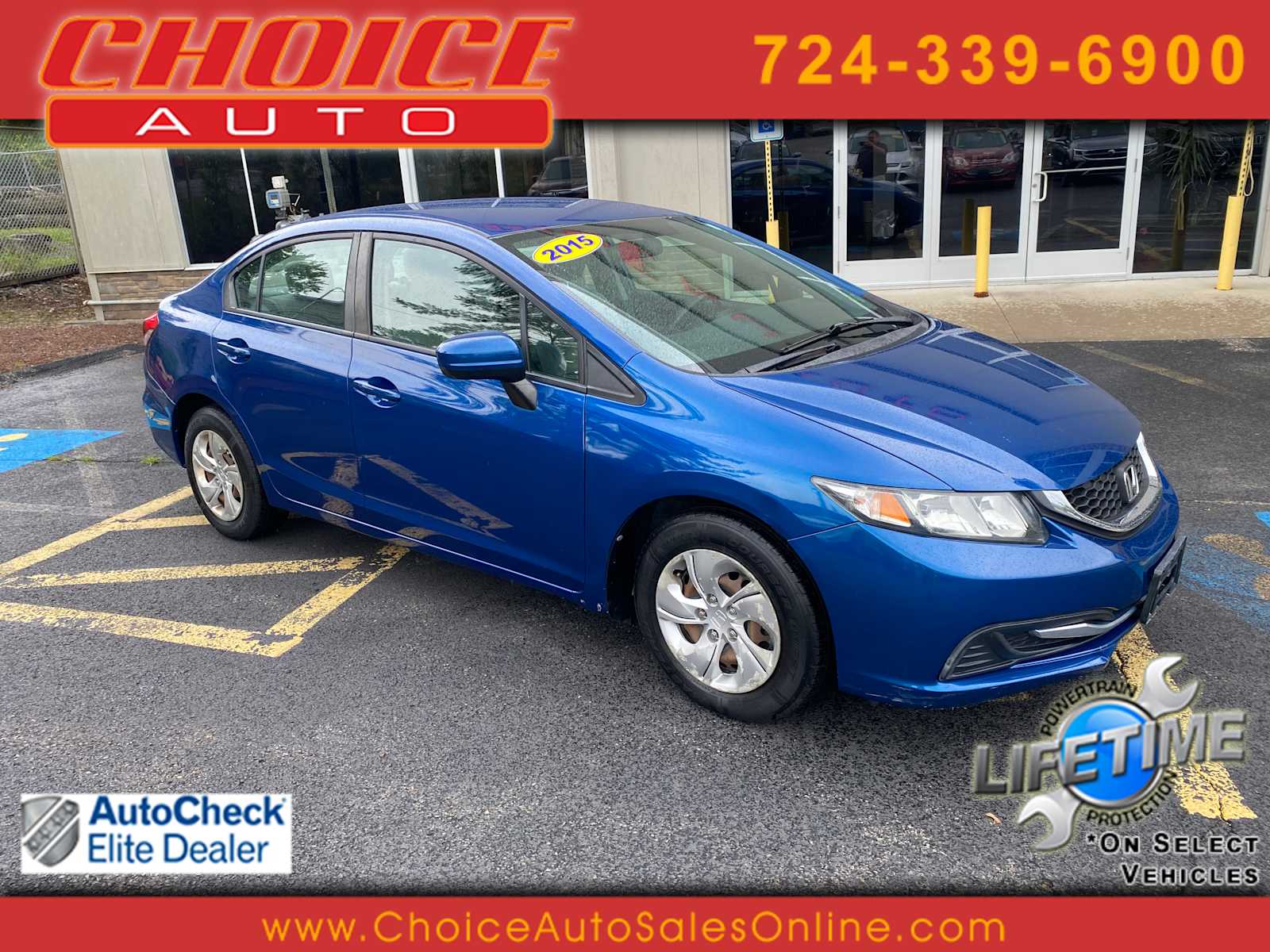 Dyno Blue Pearl 2015 Honda Civic Sedan Front-Wheel Drive 5-Speed Manual