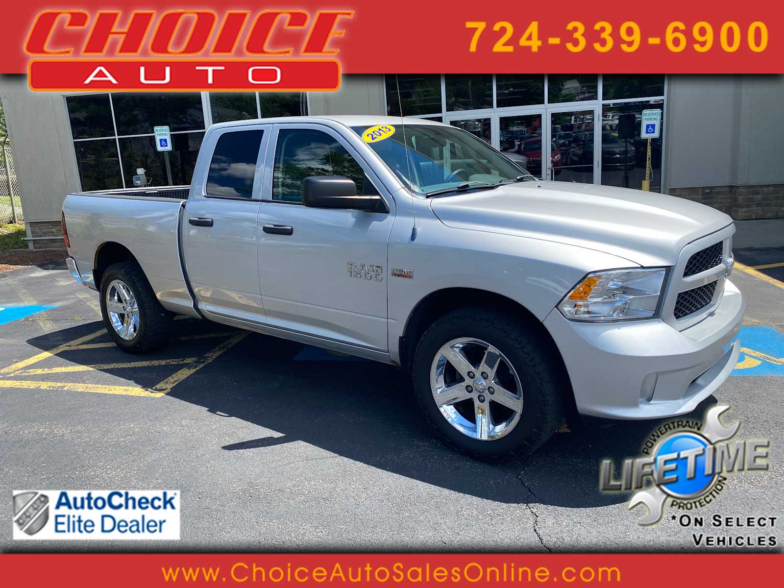 Bright Silver Metallic 2013 RAM 1500 Pickup Truck Four-Wheel Drive 6-Speed Automatic