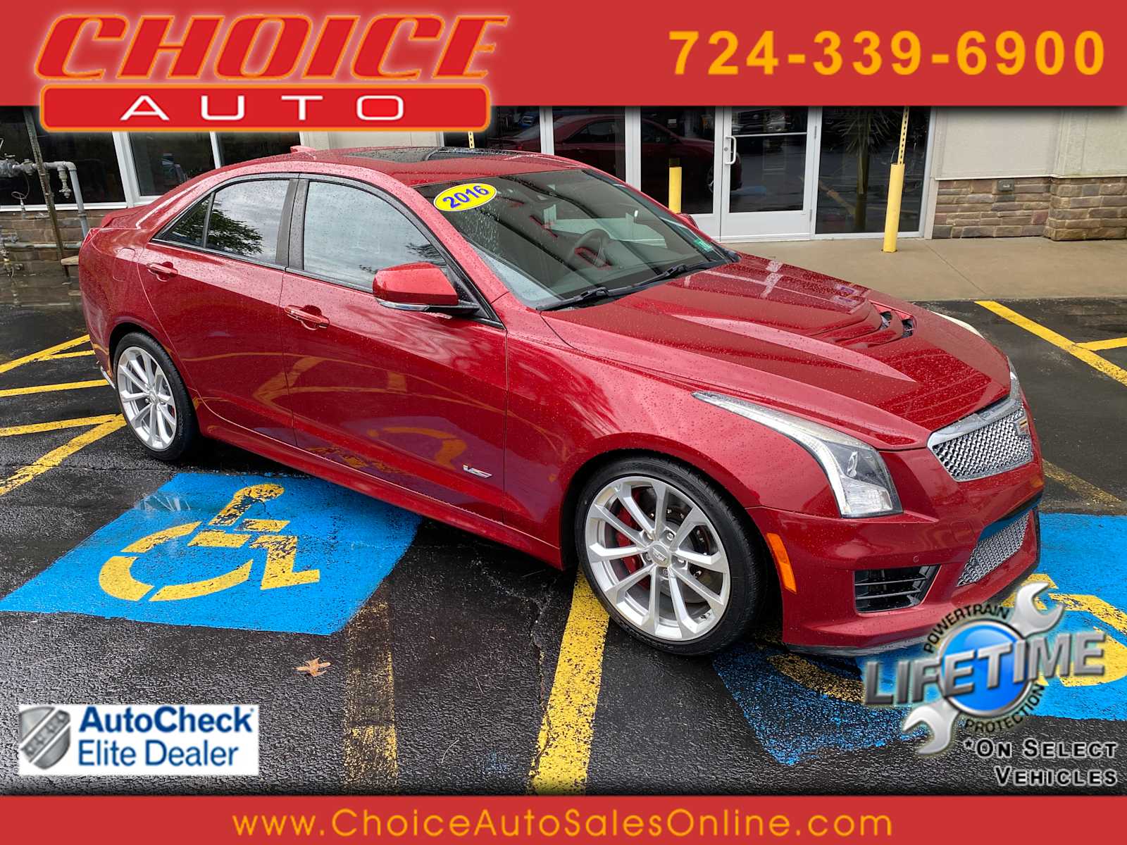 Red Obsession Tintcoat 2016 Cadillac ATS-V RWD Sedan Rear-Wheel Drive 6-Speed Manual