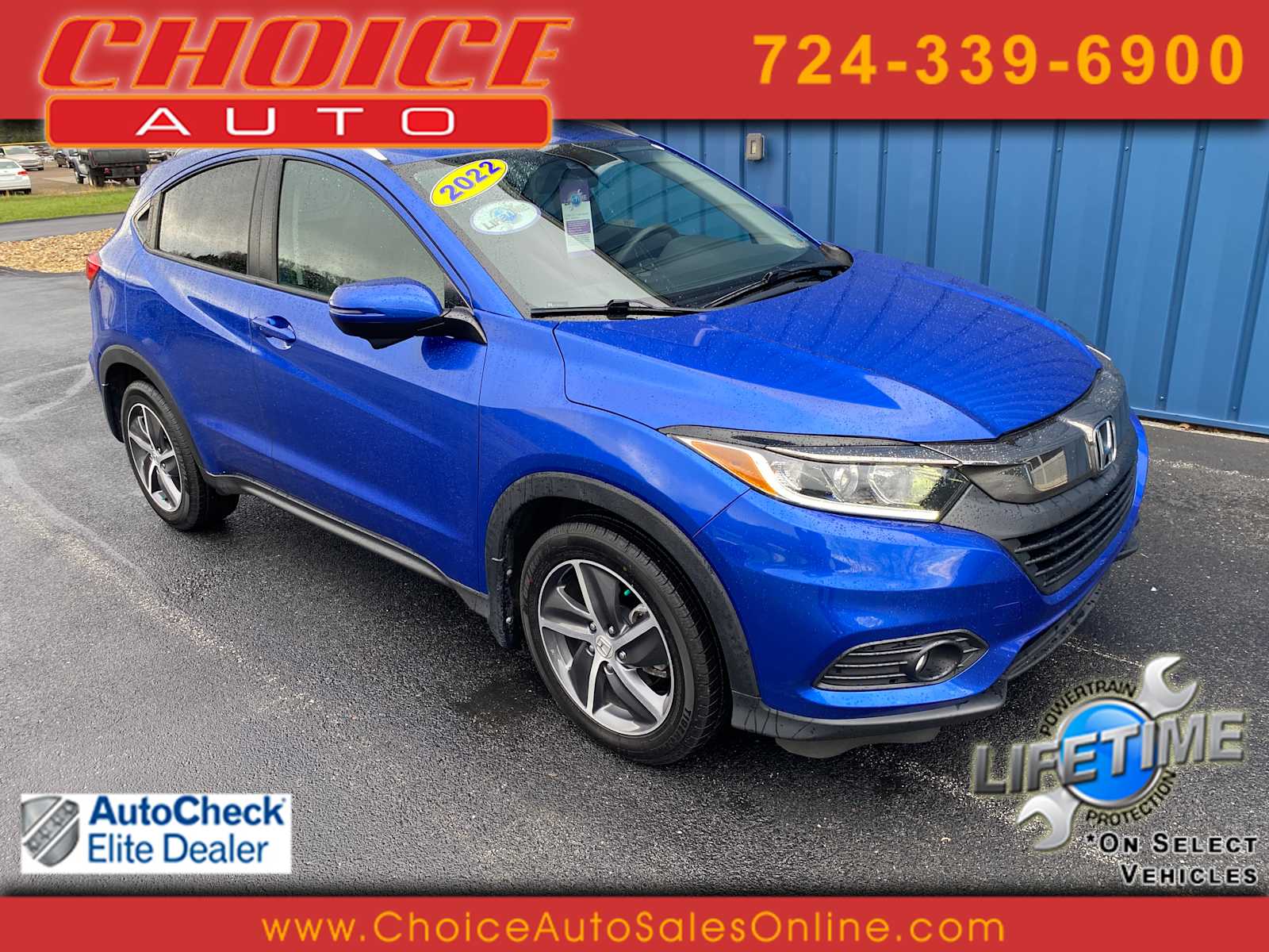 Aegean Blue Metallic 2022 Honda HR-V EX AWD SUV / Crossover All-Wheel Drive Continuously Variable Transmission