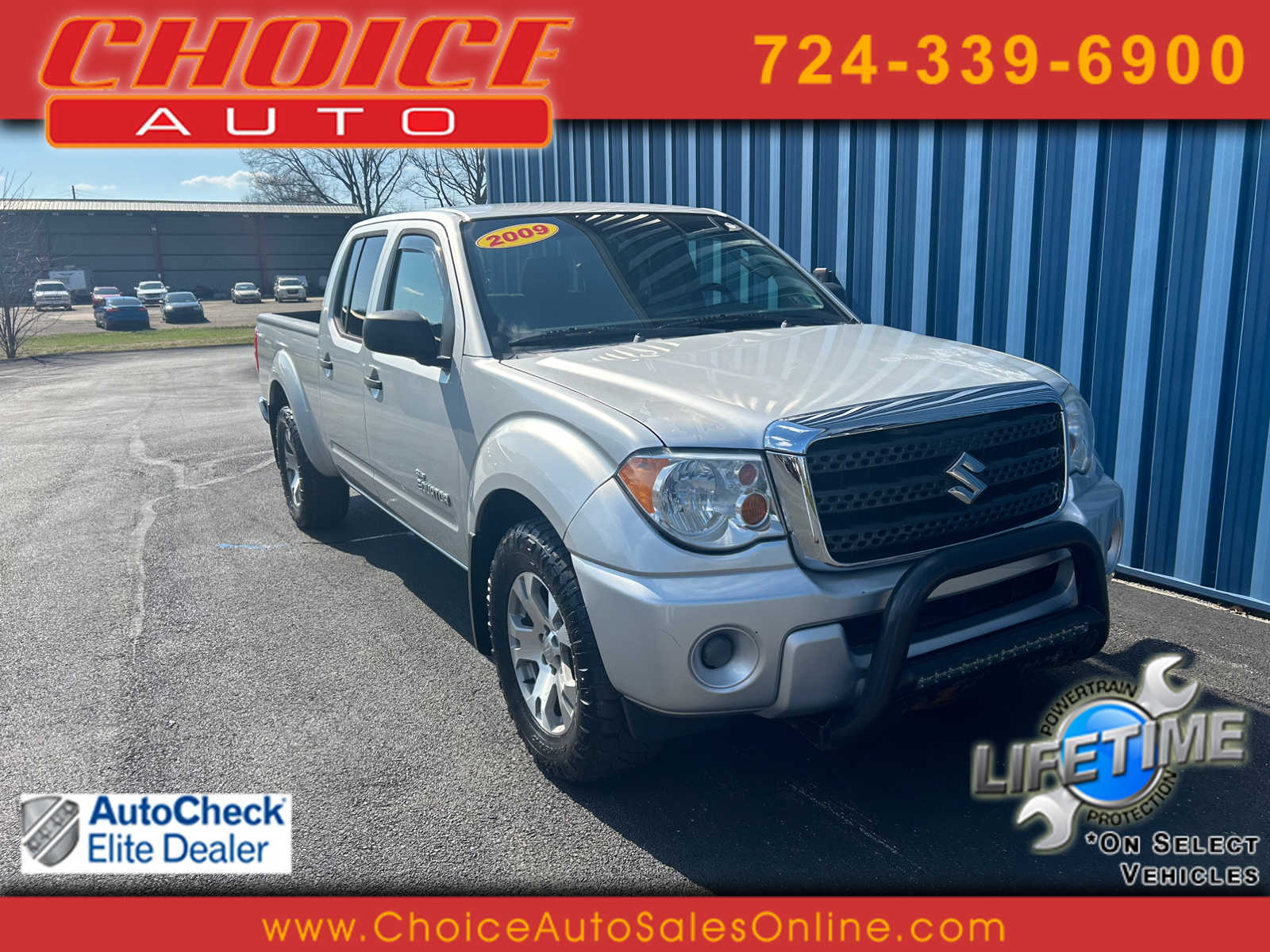 Silver 2009 Suzuki Equator Sport Crew Cab LWB 4WD Pickup Truck Four-Wheel Drive 5-Speed Automatic