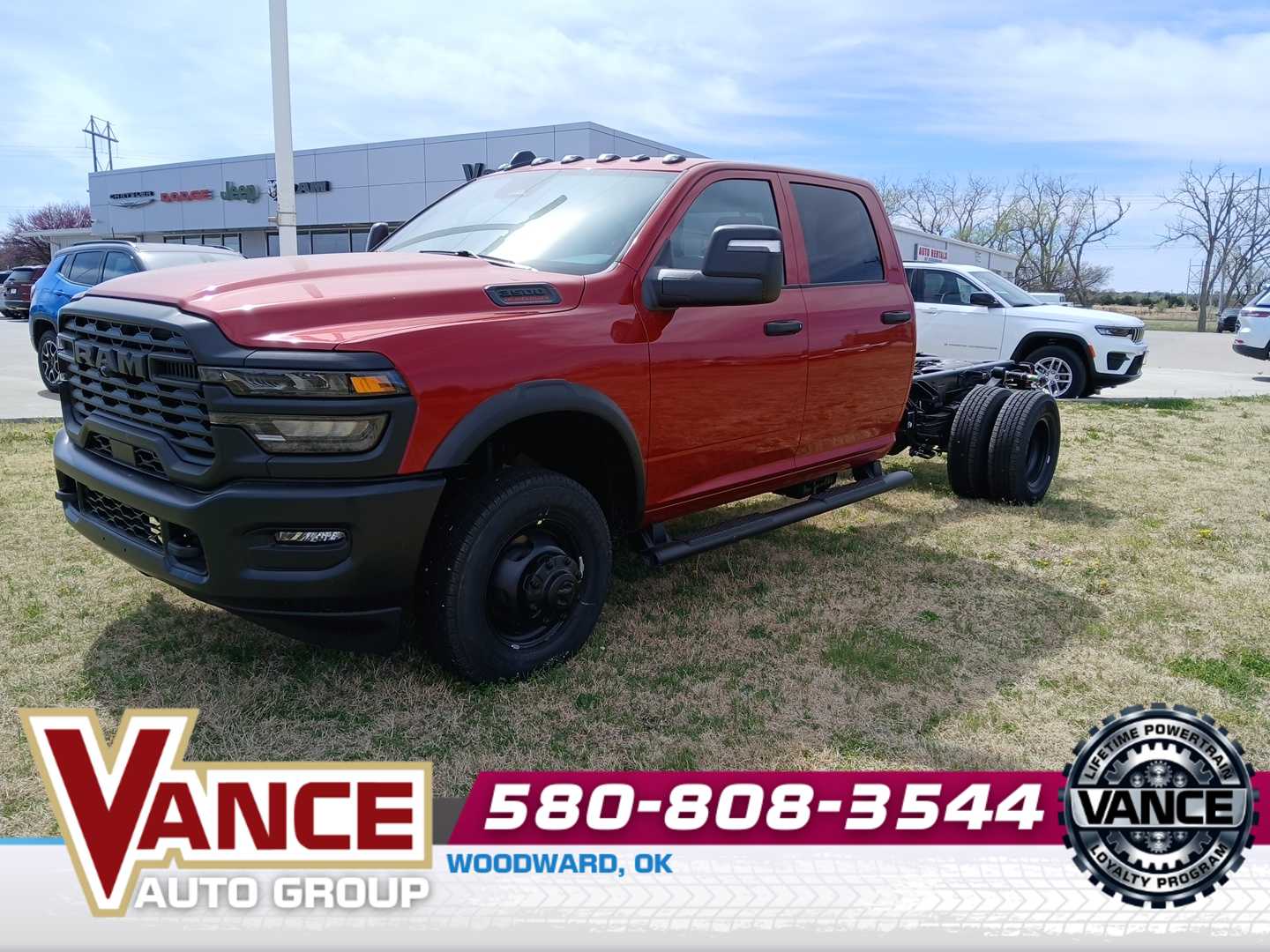 Molten Red Pearlcoat 2026 RAM 3500 Chassis Tradesman Crew Cab LB DRW 4WD Pickup Truck Four-Wheel Drive 8-Speed Automatic