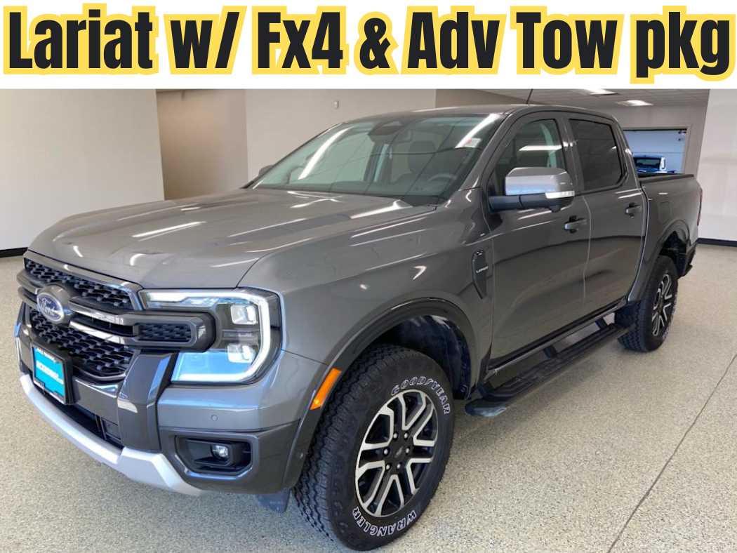 Carbonized Gray Metallic 2024 Ford Ranger Lariat SuperCrew 4WD Pickup Truck Four-Wheel Drive Automatic