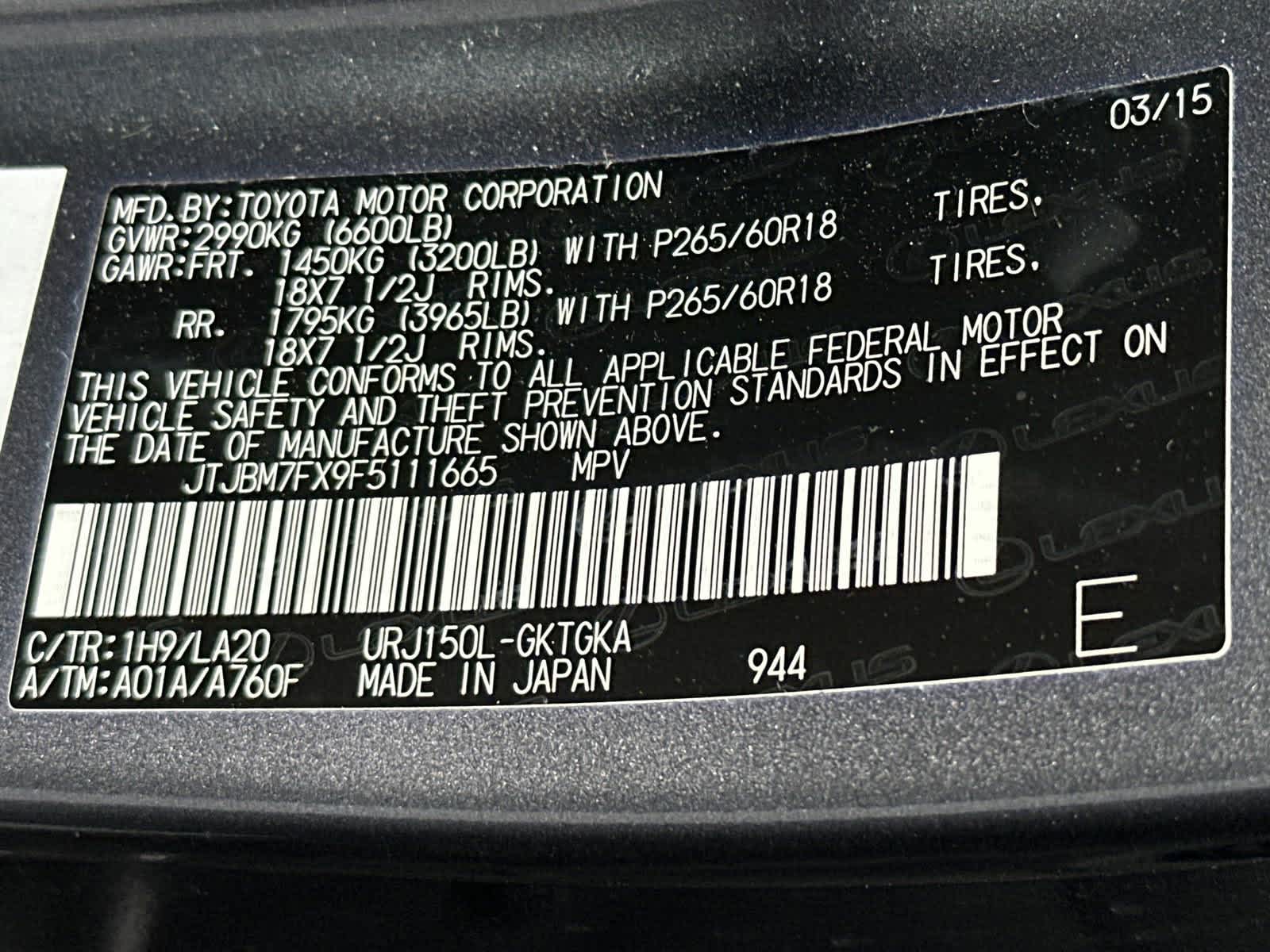 2015 Lexus GX 460 4DR 4WD 34