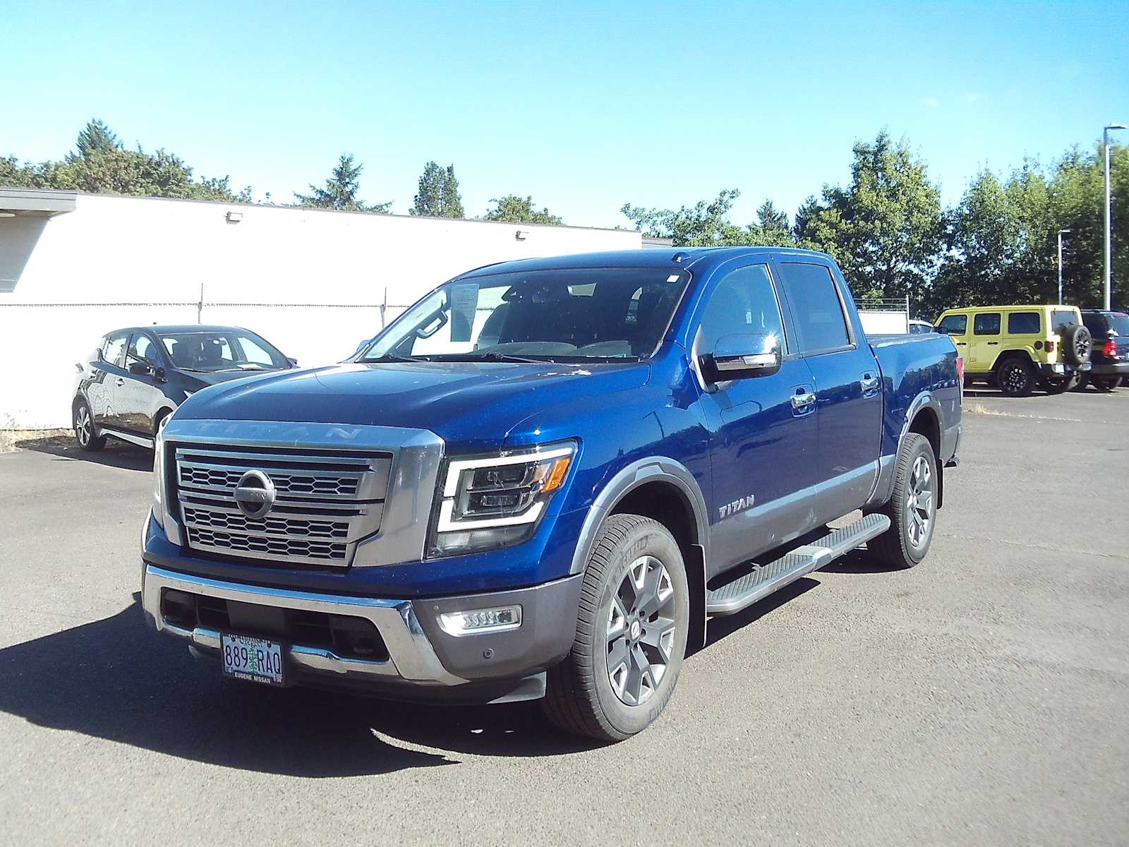 Deep Blue Pearl Metallic 2021 Nissan Titan Pickup Truck Four-Wheel Drive 9-Speed Automatic