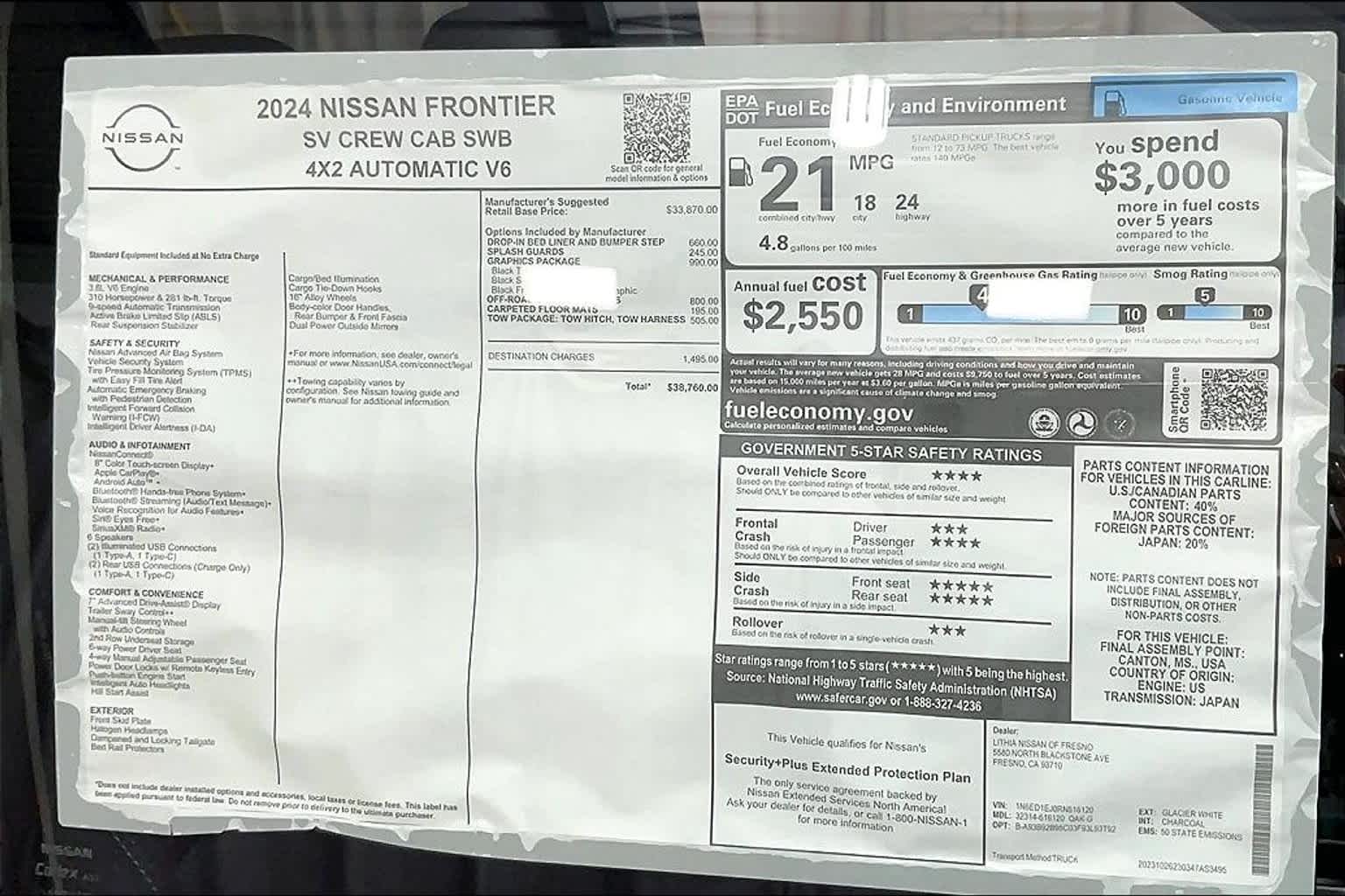 2024 Nissan Frontier SV Crew Cab 4x2 40