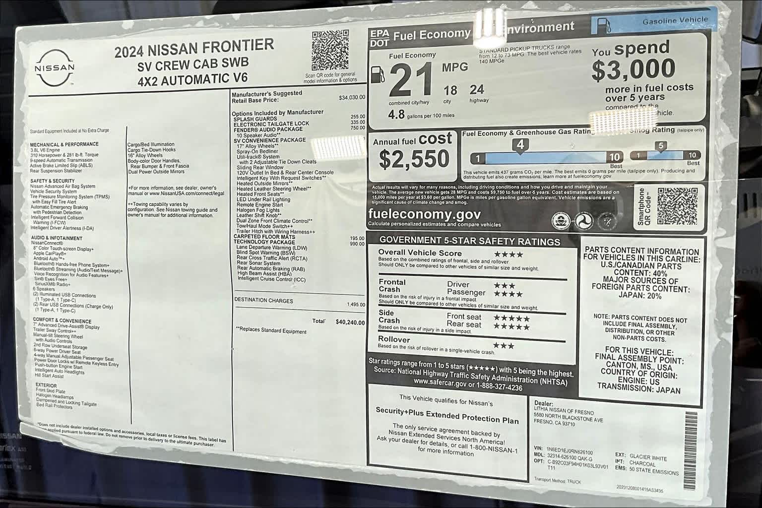 2024 Nissan Frontier SV Crew Cab 4x2 40