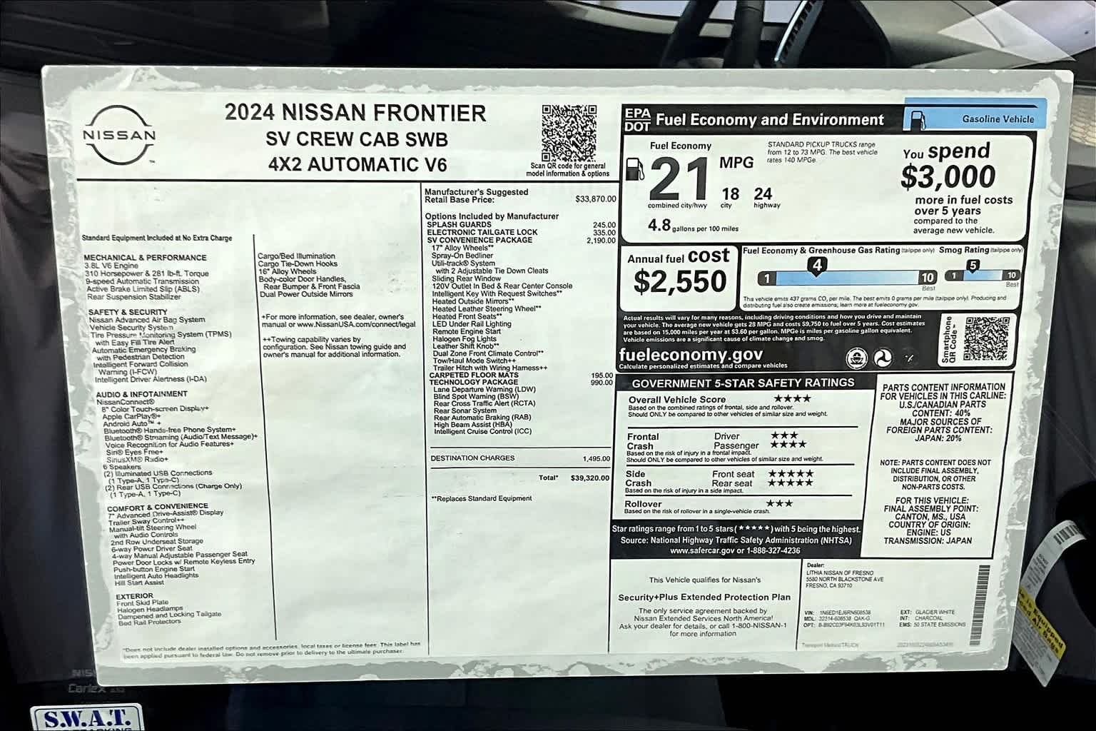 2024 Nissan Frontier SV Crew Cab 4x2 40