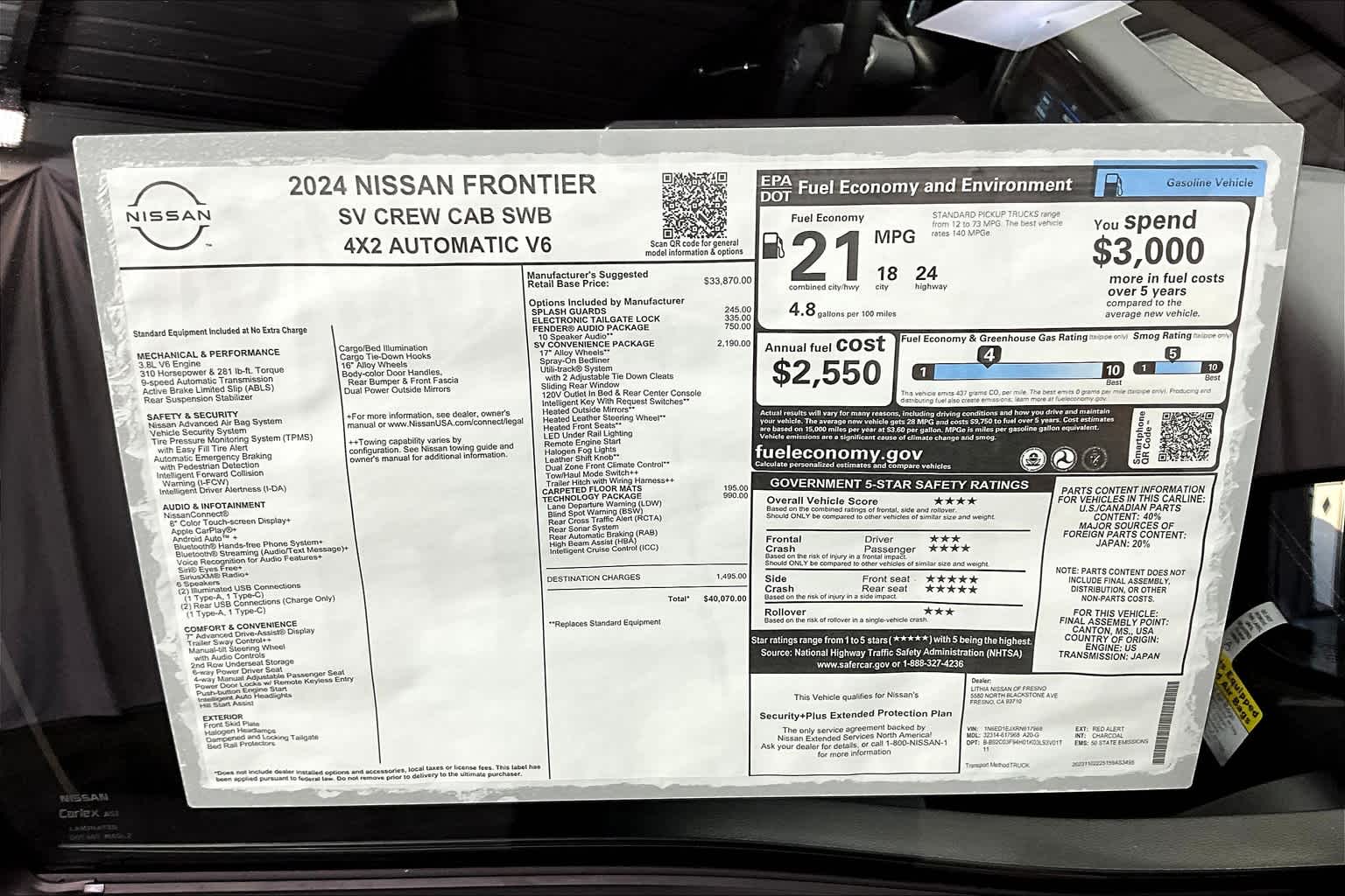 2024 Nissan Frontier SV Crew Cab 4x2 40