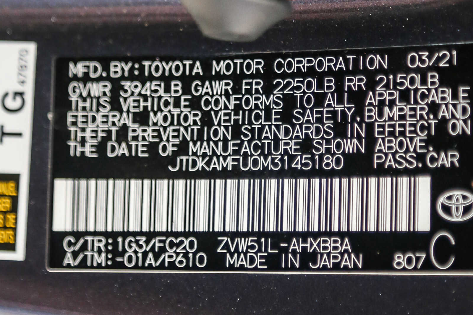 2021 Toyota Prius L Eco 31