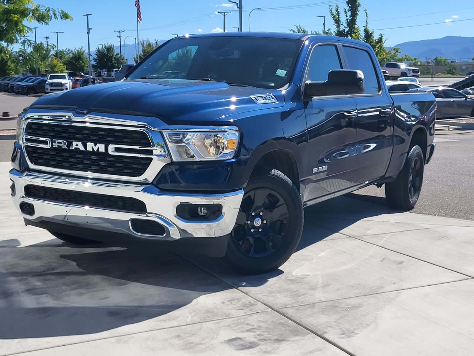 Patriot Blue Pearlcoat 2024 RAM 1500 Pickup Truck Four-Wheel Drive 8-Speed Automatic