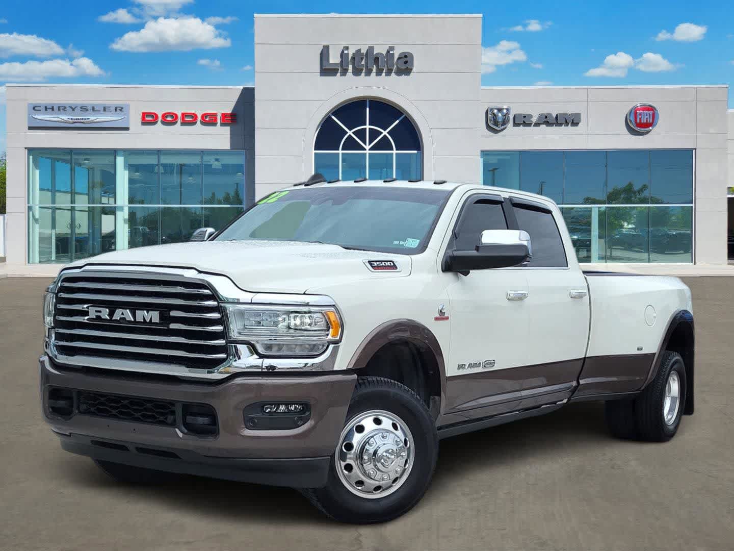 Pearl White 2022 RAM 3500 Limited Longhorn Crew Cab LB DRW 4WD Pickup Truck Four-Wheel Drive 6-Speed Automatic