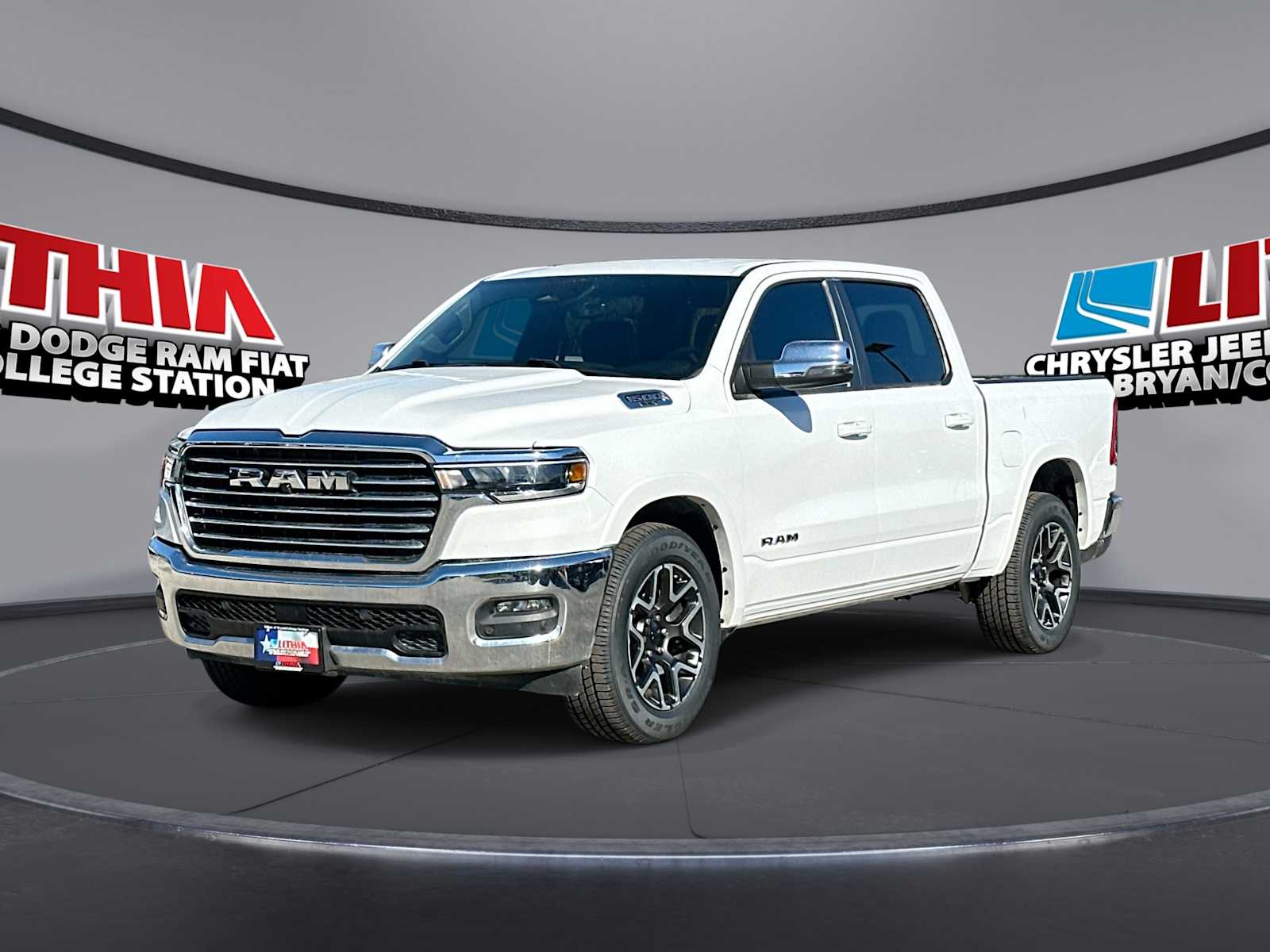 Bright White Clearcoat 2025 RAM 1500 Laramie Crew Cab 4WD Pickup Truck Four-Wheel Drive 8-Speed Automatic