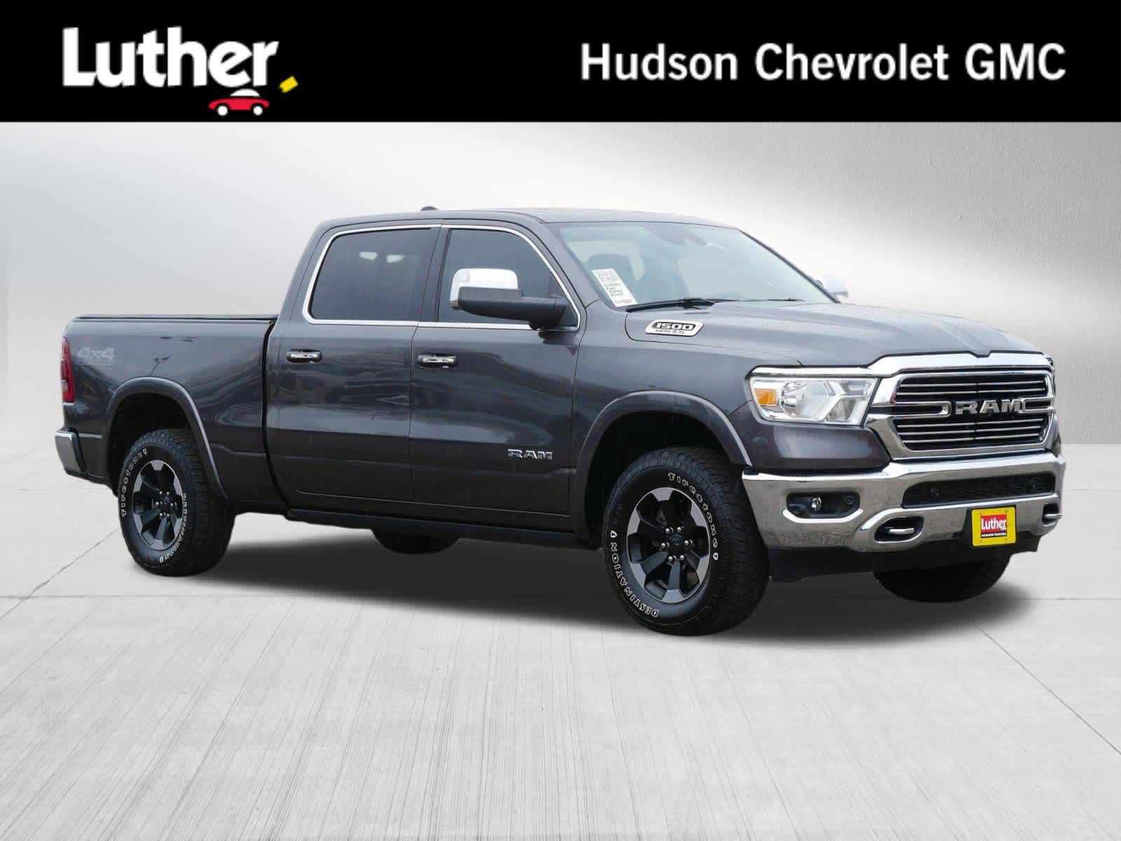 Gray (Granite Crystal Metallic Clearcoat) 2022 RAM 1500 Laramie Crew Cab 4WD Pickup Truck Four-Wheel Drive Automatic
