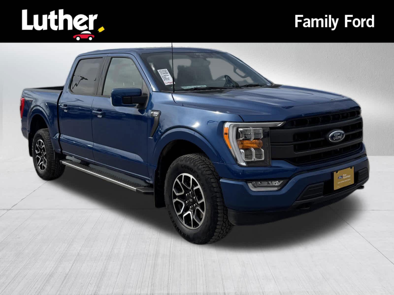 Blue 2022 Ford F-150 Lariat SuperCrew 4WD Pickup Truck Four-Wheel Drive Automatic