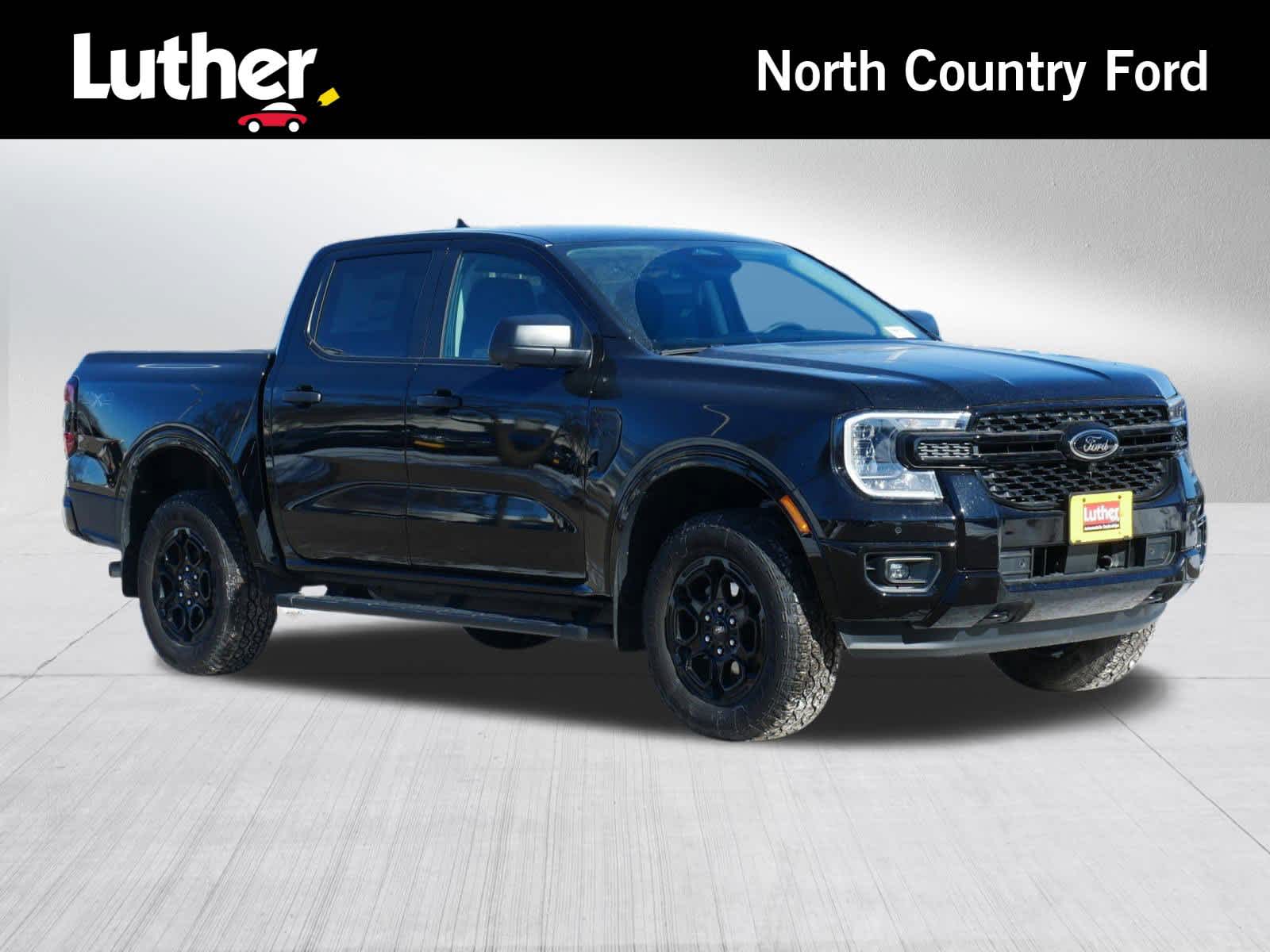 Black 2025 Ford Ranger XLT SuperCrew 4WD Pickup Truck Four-Wheel Drive Automatic