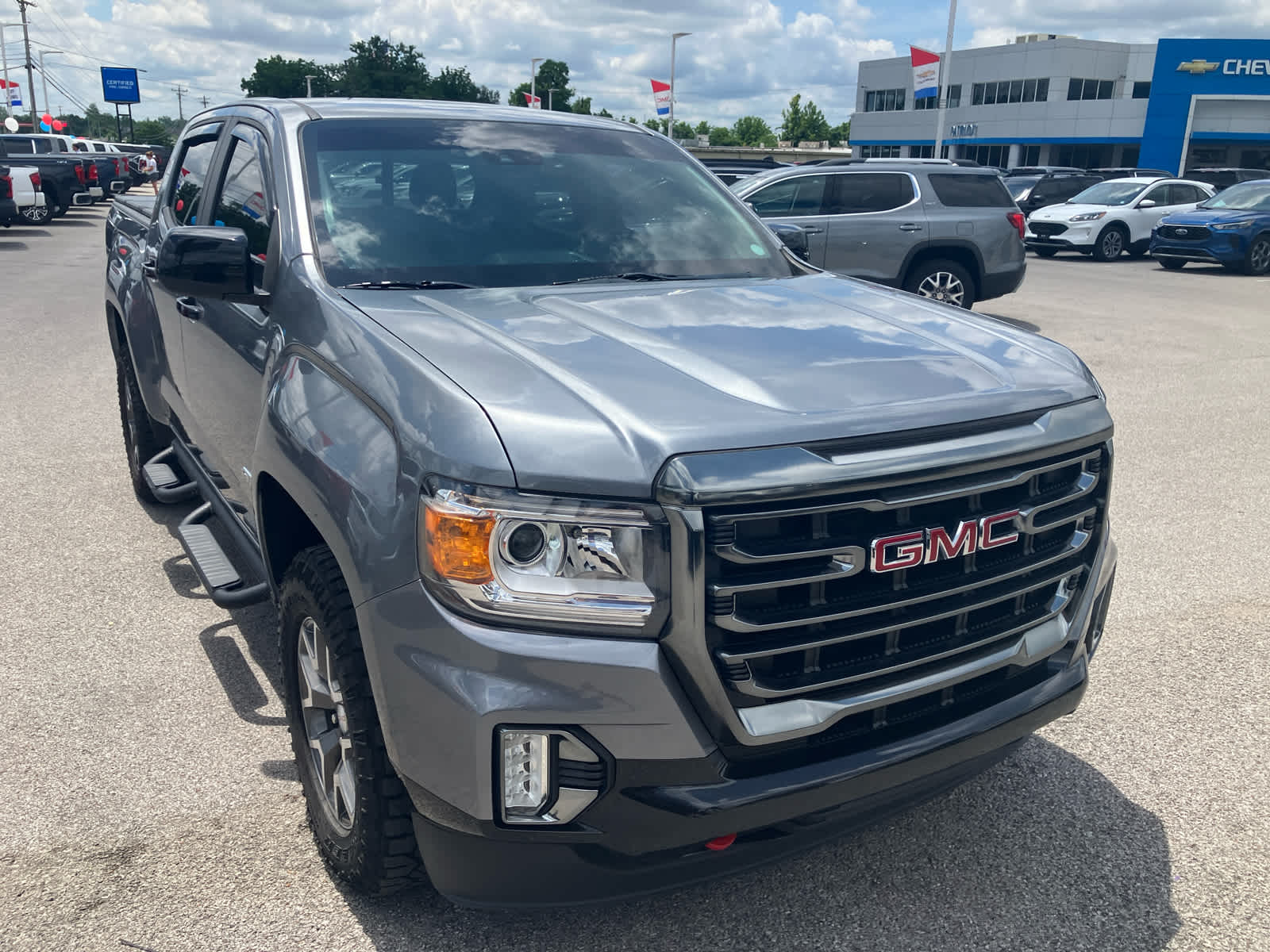 Gray (Satin Steel Metallic) 2021 GMC Canyon Pickup Truck Four-Wheel Drive 8-Speed Automatic
